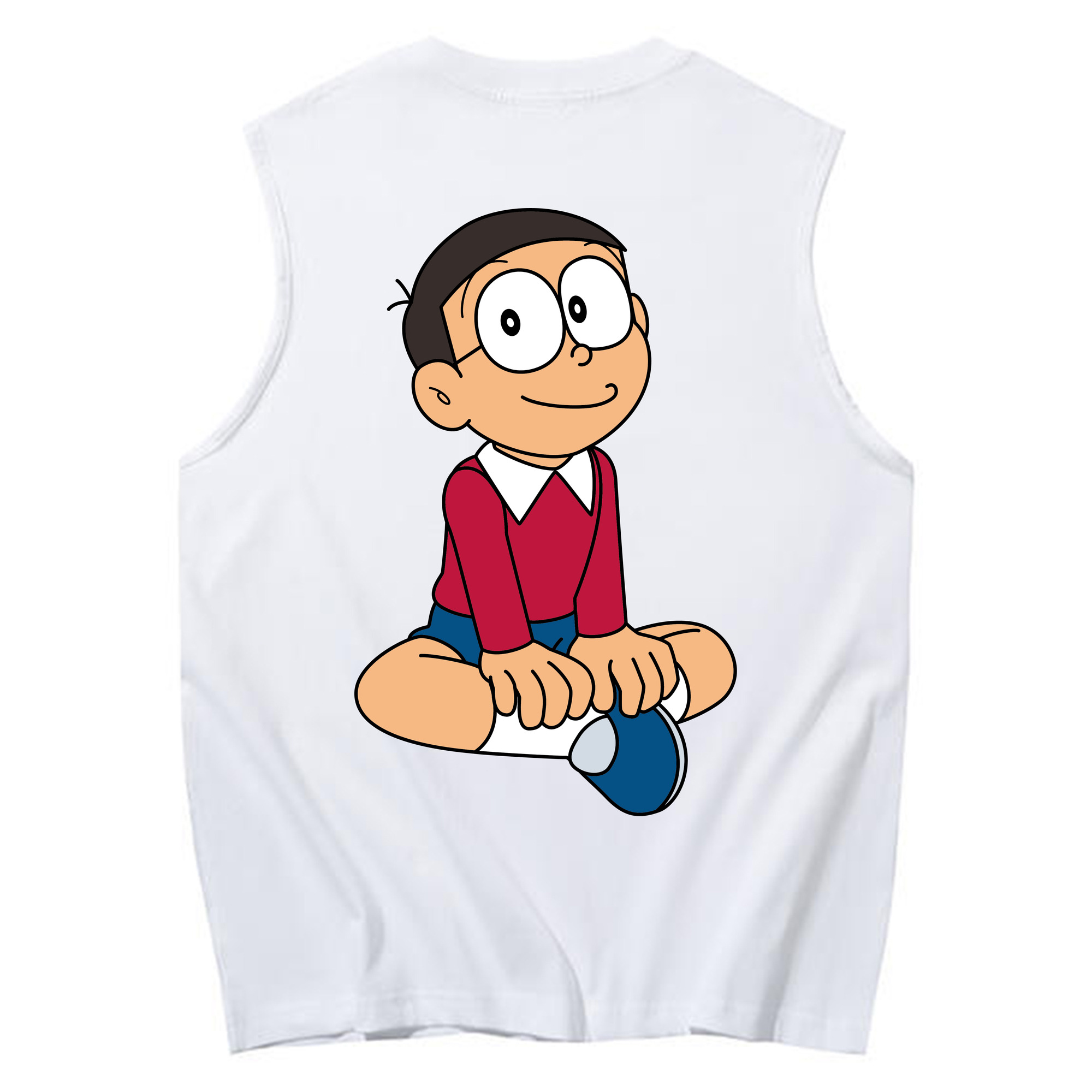 （画像用） ドラえもん 野比 のび太 Doraemon Nobita Nobi コットン100％タンクトップ（背面プリント）