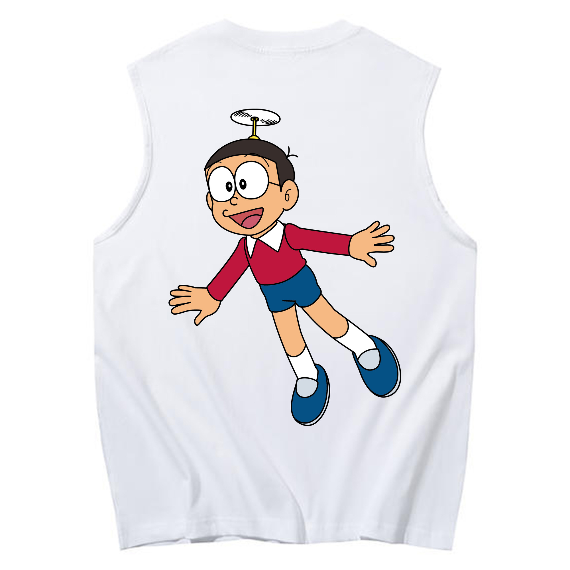 （画像用） ドラえもん 野比 のび太 Doraemon Nobita Nobi コットン100％タンクトップ（背面プリント）