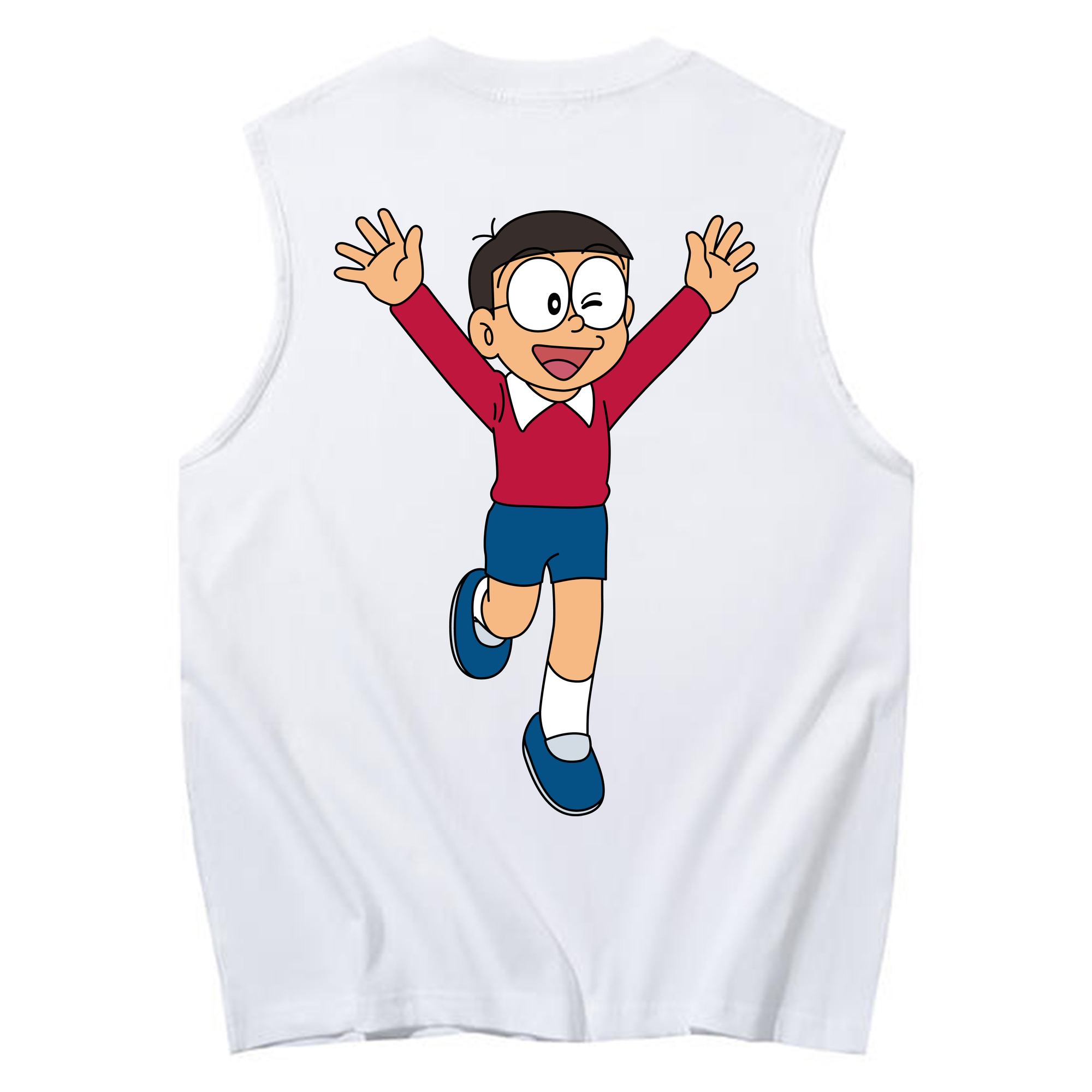 （画像用） ドラえもん 野比 のび太 Doraemon Nobita Nobi コットン100％タンクトップ（背面プリント）