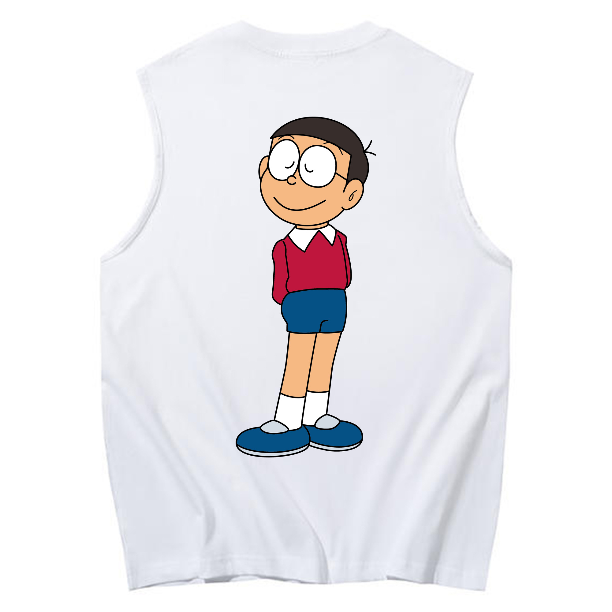 （画像用） ドラえもん 野比 のび太 Doraemon Nobita Nobi コットン100％タンクトップ（背面プリント）