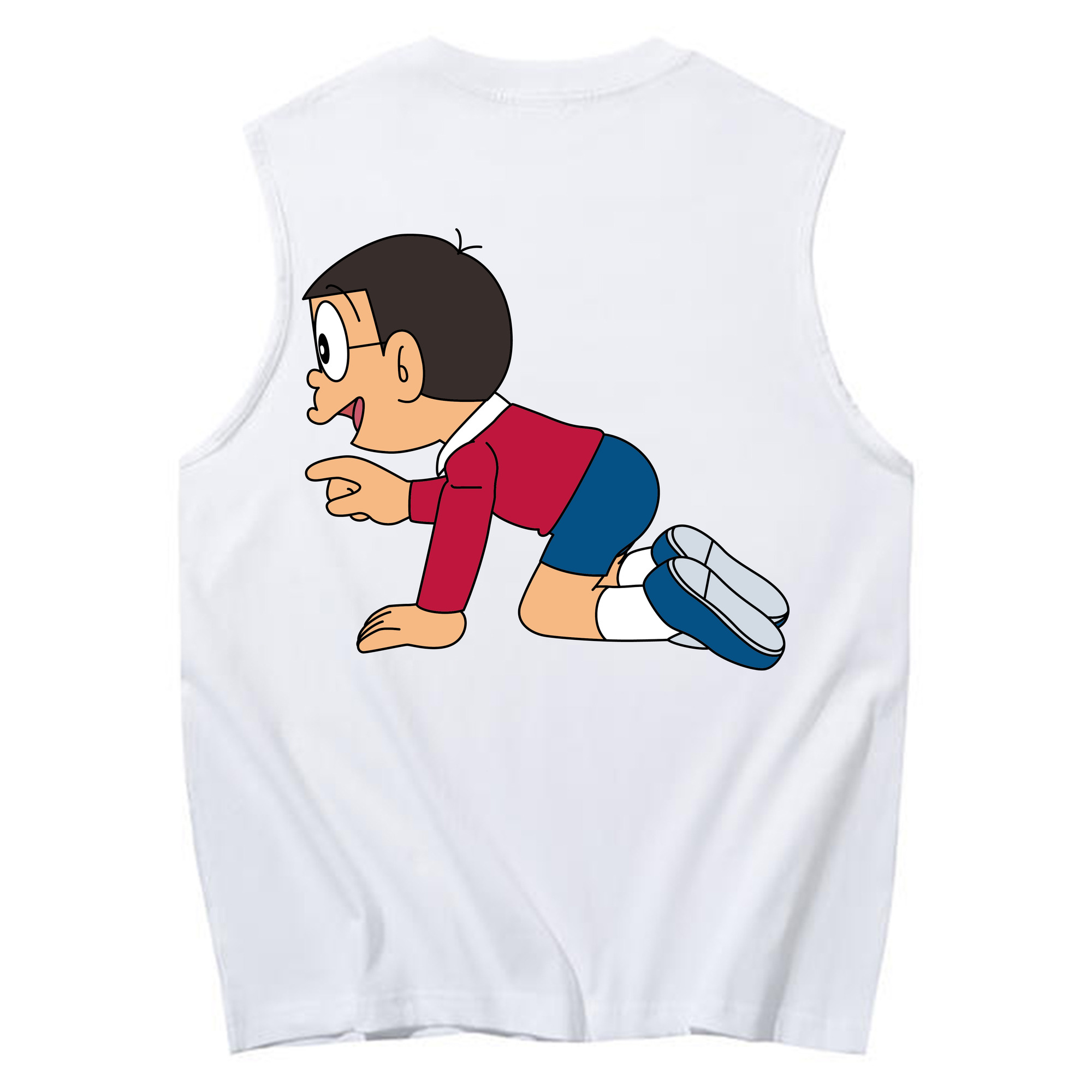 （画像用） ドラえもん 野比 のび太 Doraemon Nobita Nobi コットン100％タンクトップ（背面プリント）