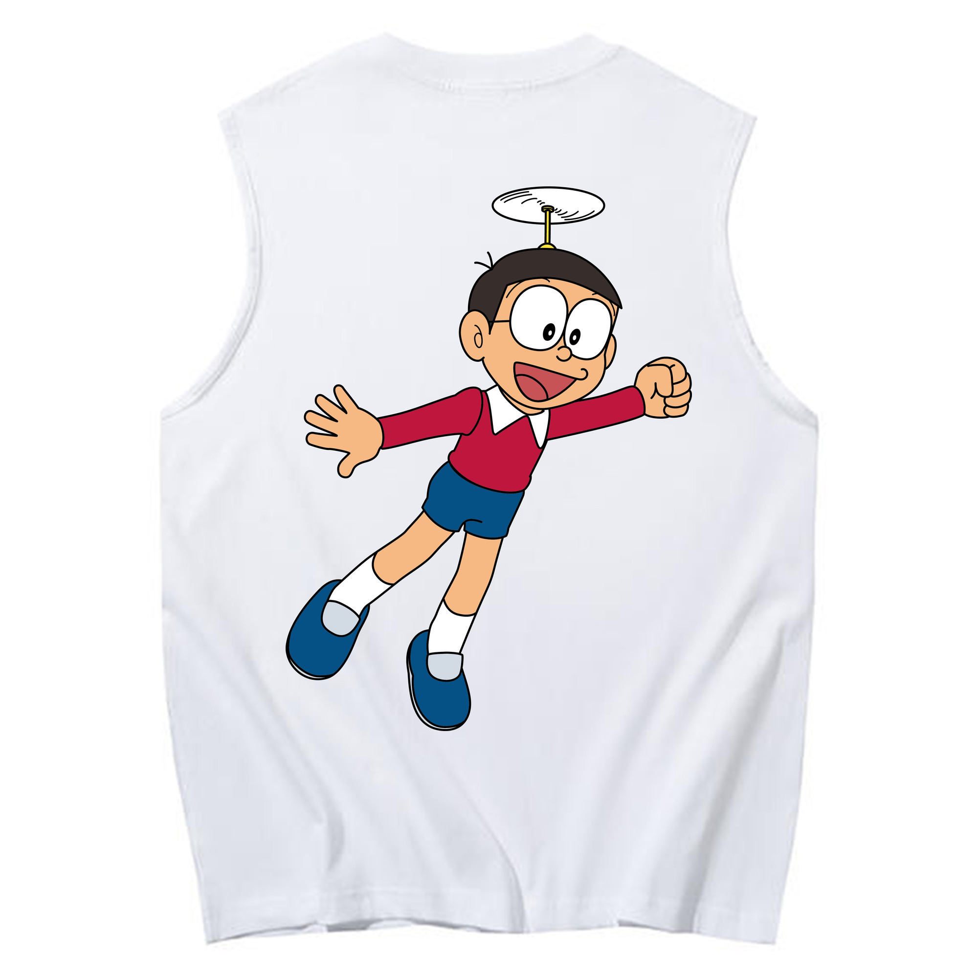 （画像用） ドラえもん 野比 のび太 Doraemon Nobita Nobi コットン100％タンクトップ（背面プリント）
