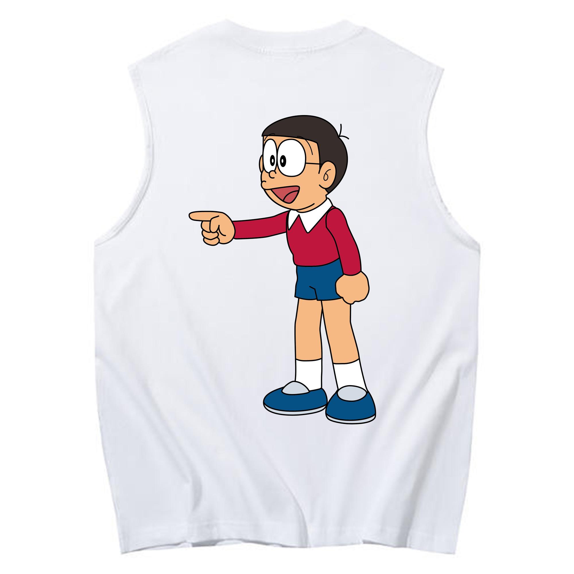 （画像用） ドラえもん 野比 のび太 Doraemon Nobita Nobi コットン100％タンクトップ（背面プリント）