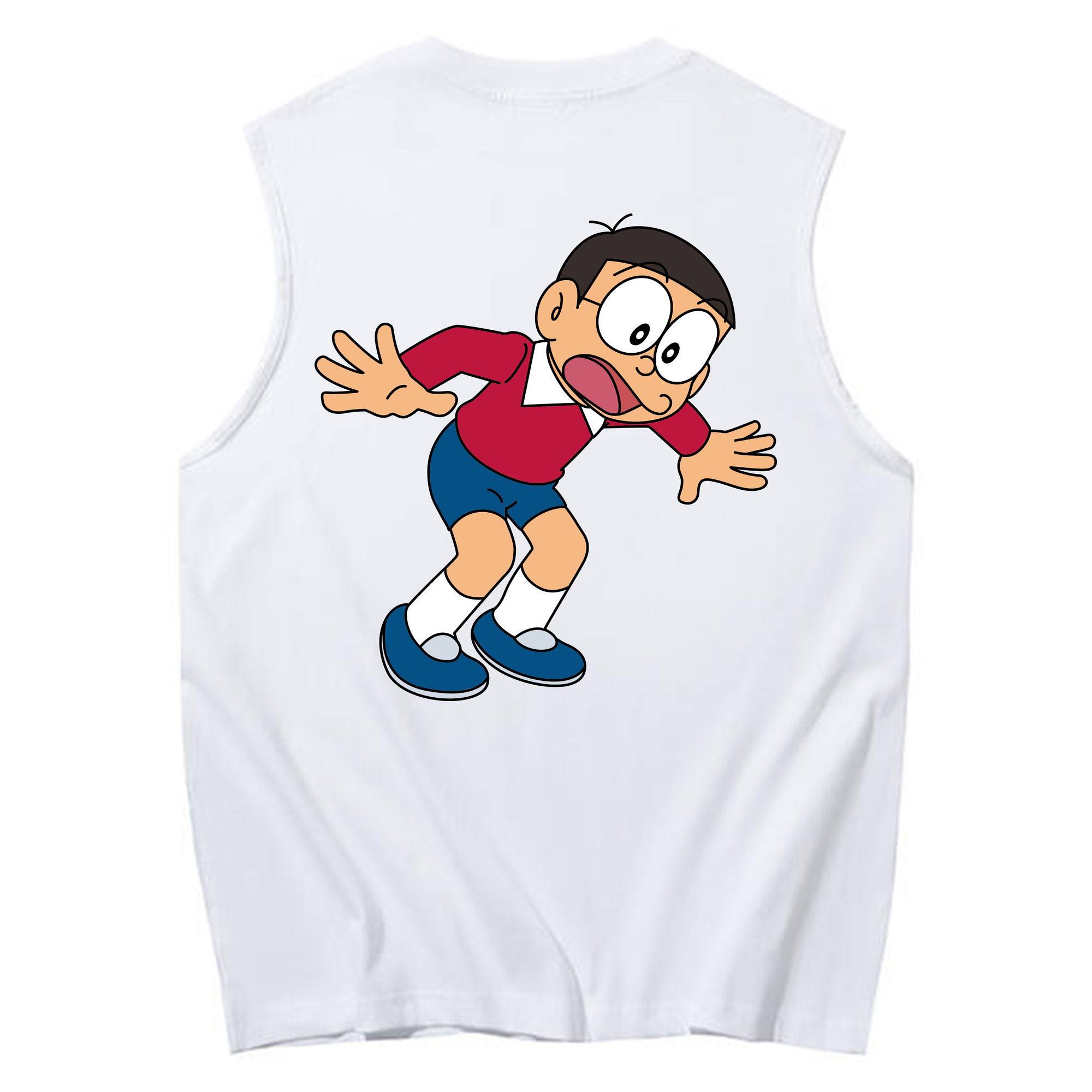 （画像用） ドラえもん 野比 のび太 Doraemon Nobita Nobi コットン100％タンクトップ（背面プリント）