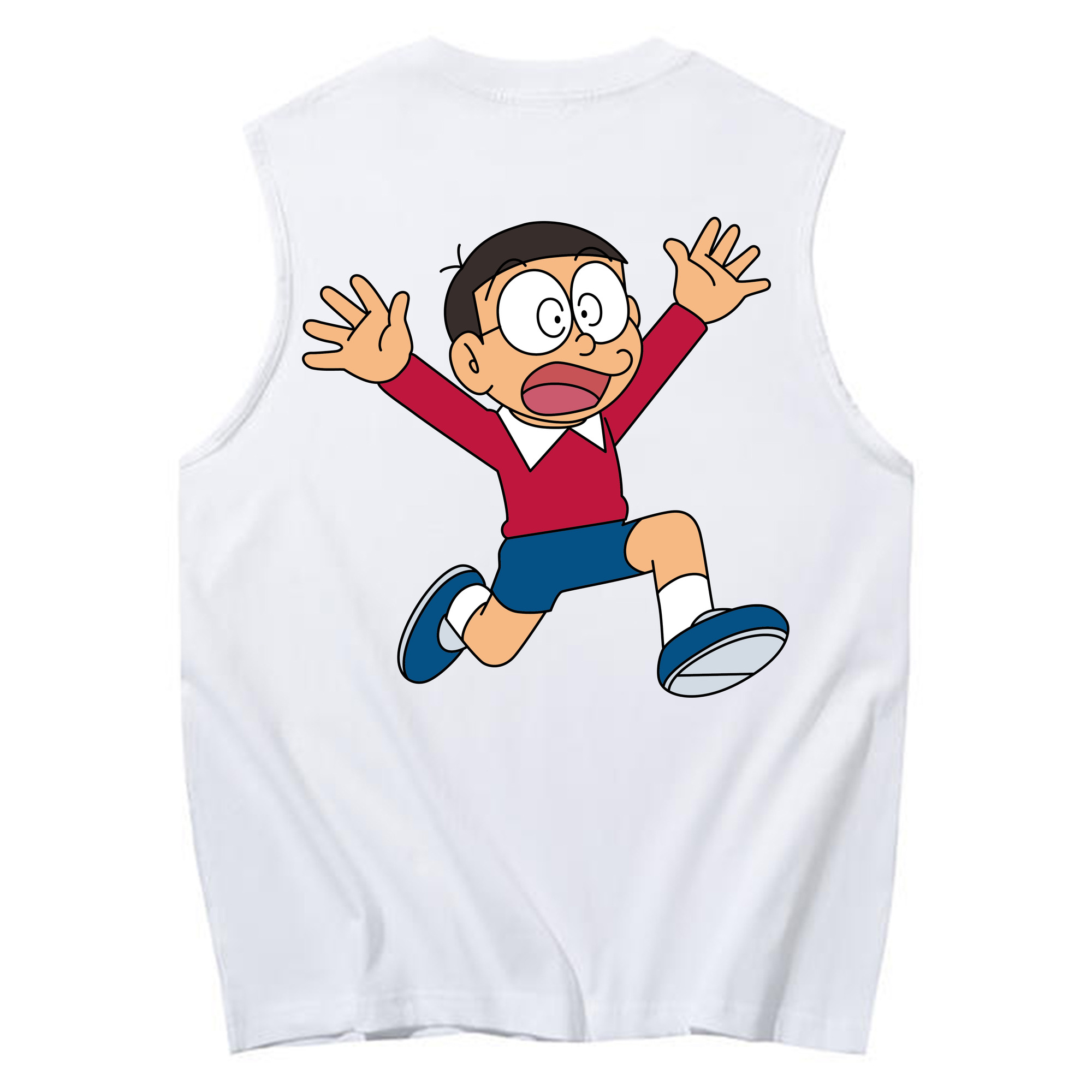 （画像用） ドラえもん 野比 のび太 Doraemon Nobita Nobi コットン100％タンクトップ（背面プリント）