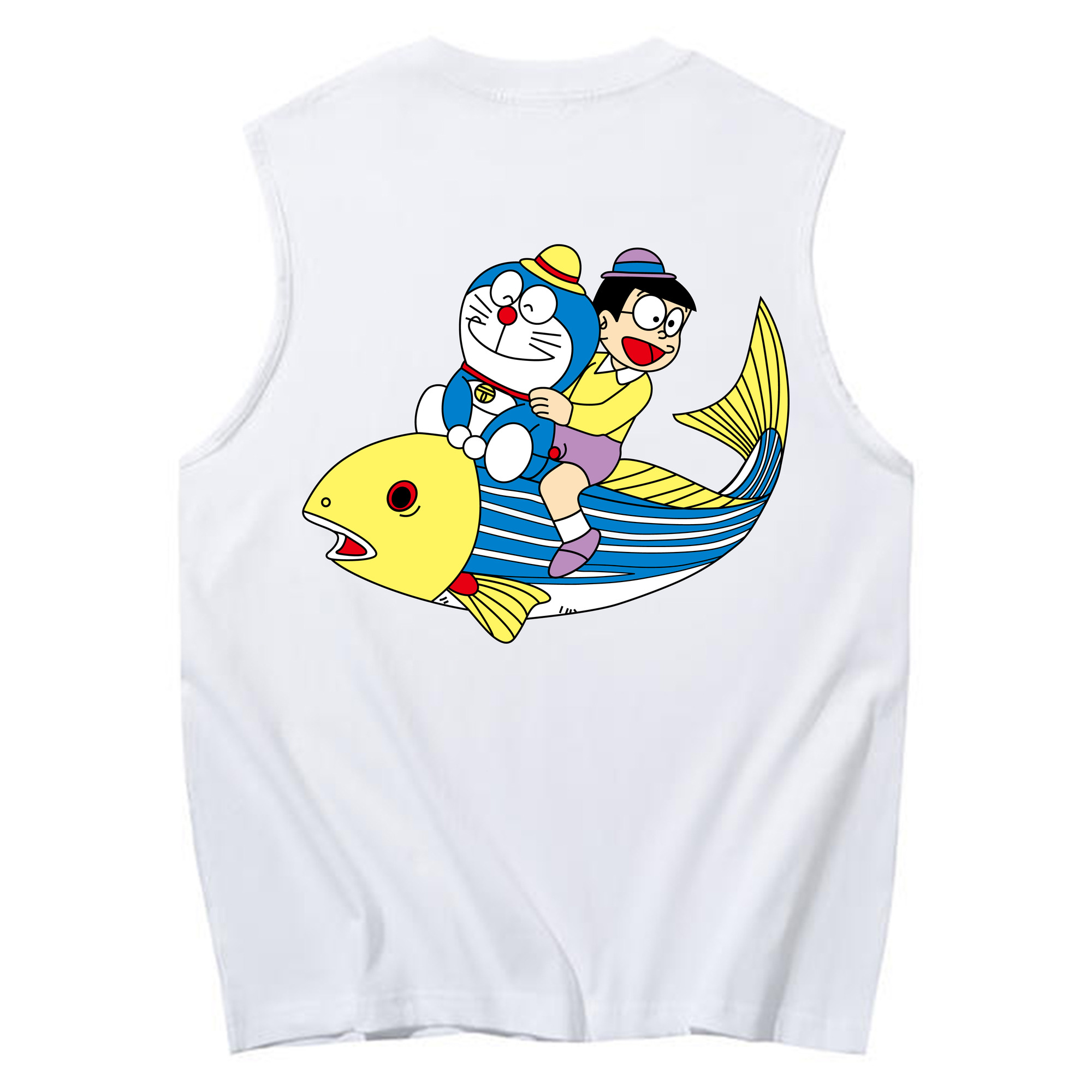 （画像用） ドラえもん 野比 のび太 Doraemon Nobita Nobi コットン100％タンクトップ（背面プリント）
