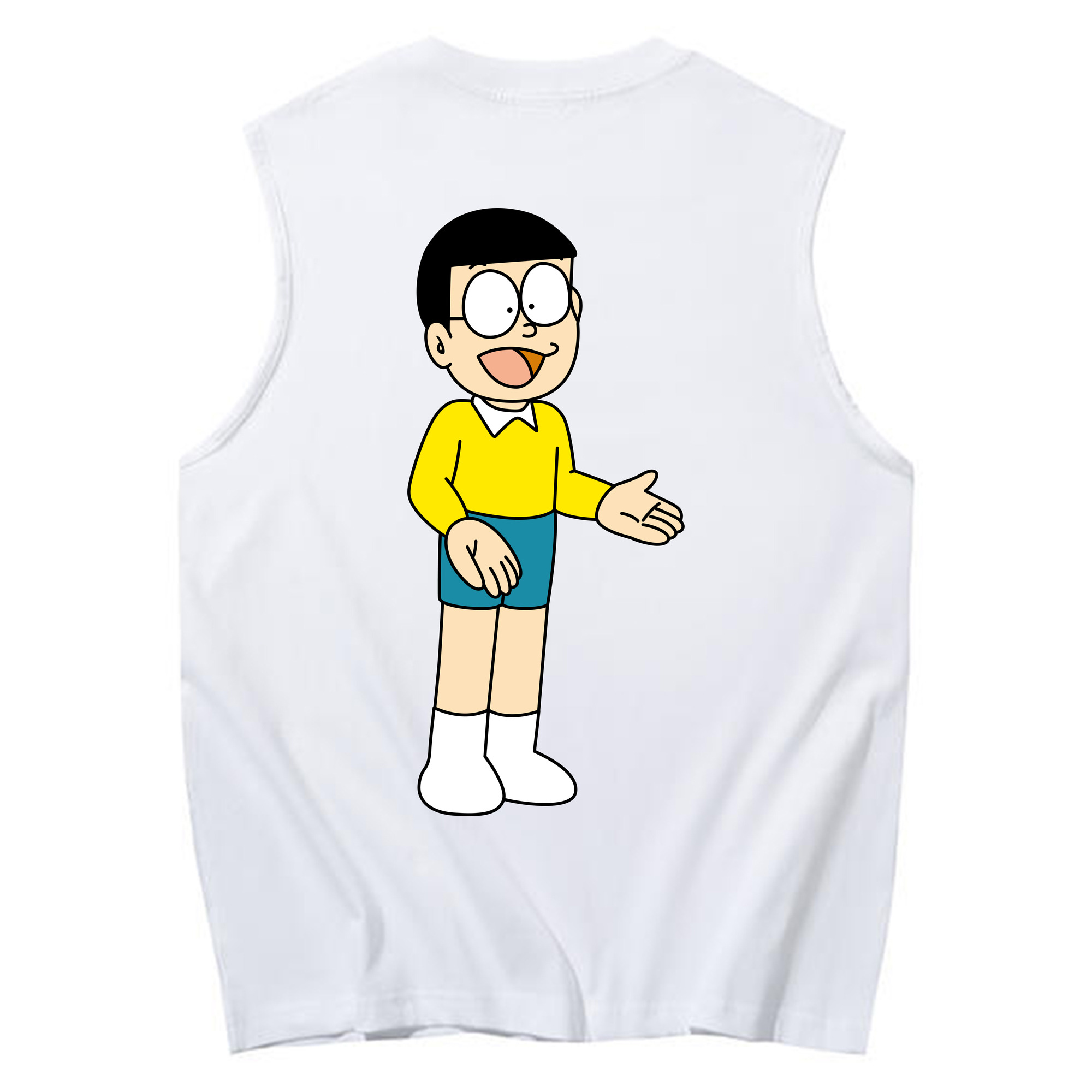 （画像用） ドラえもん 野比 のび太 Doraemon Nobita Nobi コットン100％タンクトップ（背面プリント）