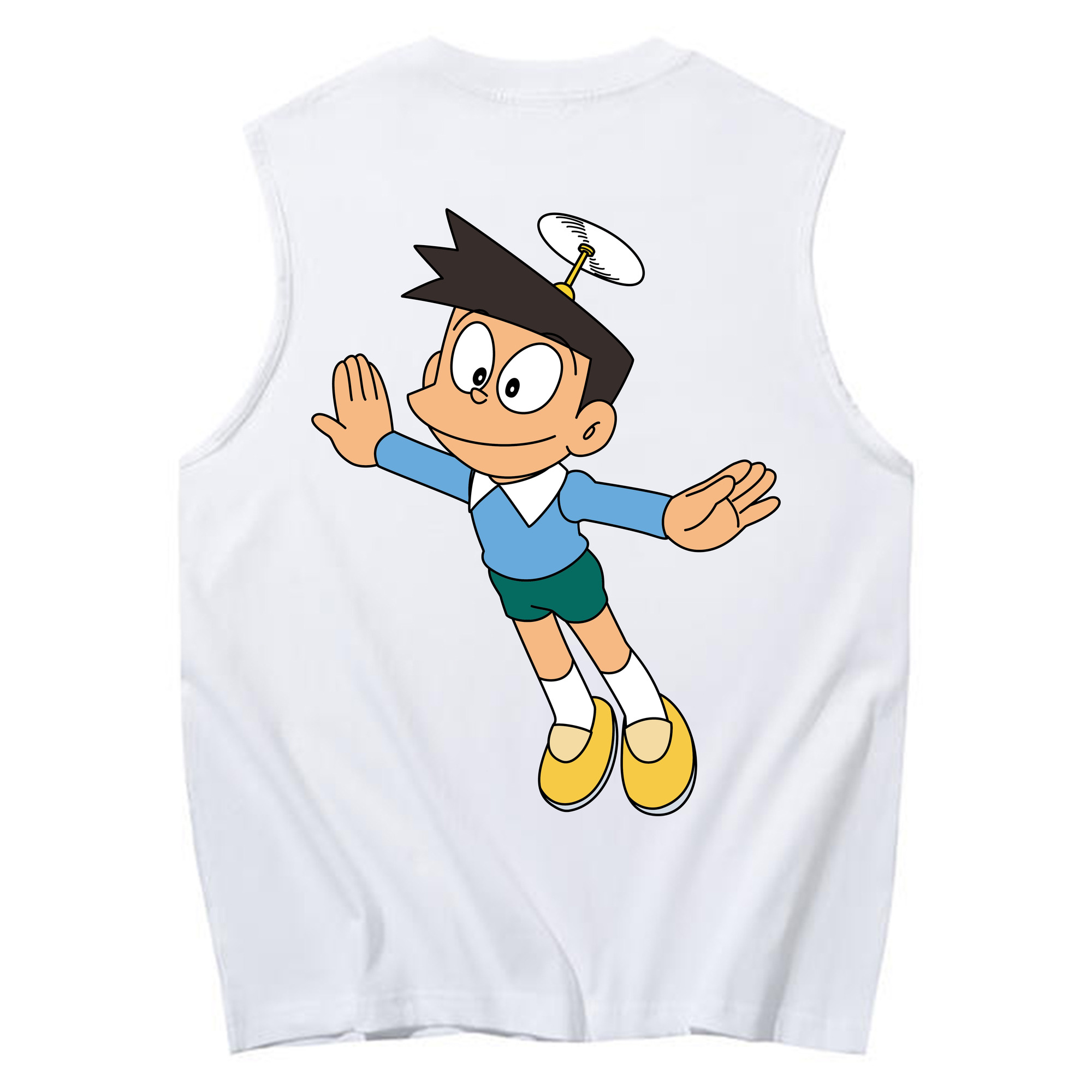 （画像用） ドラえもん 骨川 スネ夫 Doraemon Honekawa Suneo コットン100％タンクトップ（背面プリント）