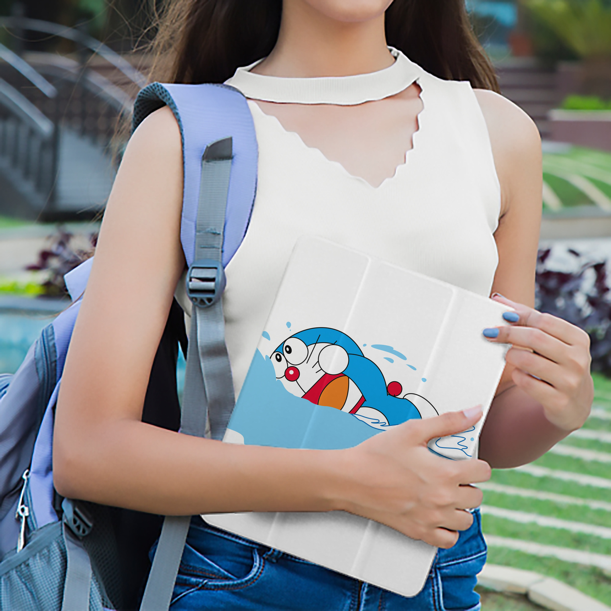 ドラえもん Doraemon IPad ケース ペン収納付き 三つ折りスタンド PUレザー×シリコン 対応機種9.5/10.5/10.9インチ