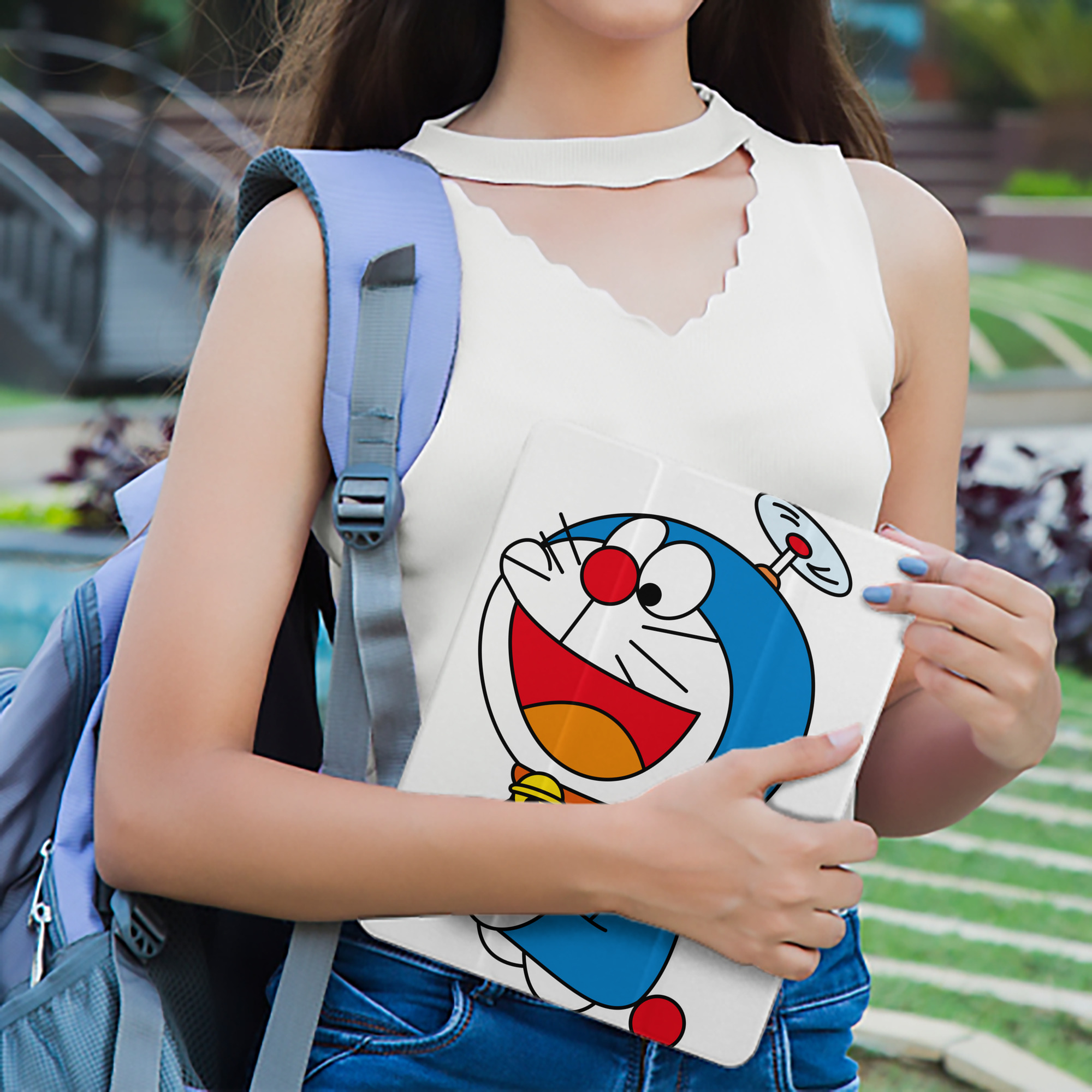 ドラえもん Doraemon IPad ケース ペン収納付き 三つ折りスタンド PUレザー×シリコン 対応機種9.5/10.5/10.9インチ