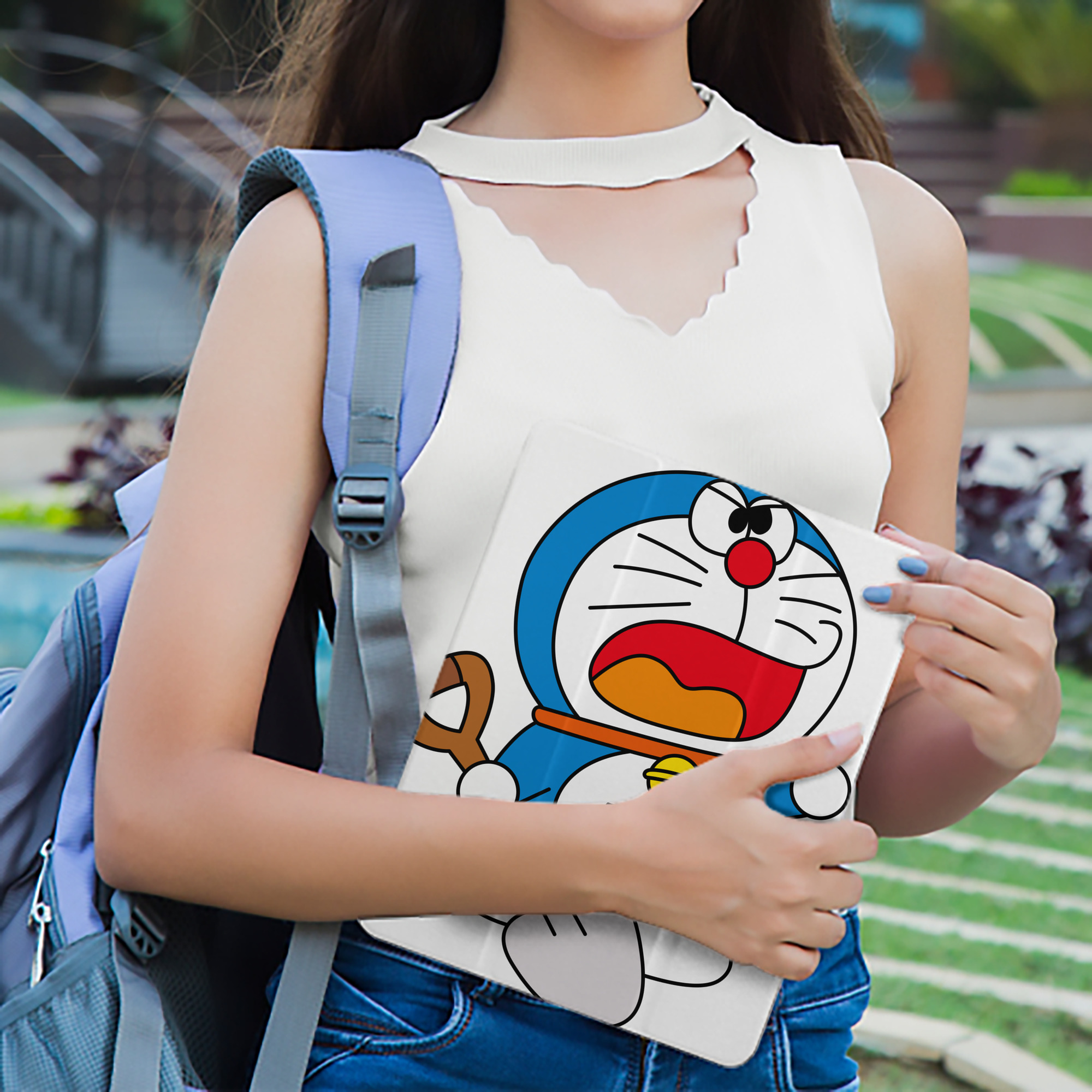 ドラえもん Doraemon IPad ケース ペン収納付き 三つ折りスタンド PUレザー×シリコン 対応機種9.5/10.5/10.9インチ