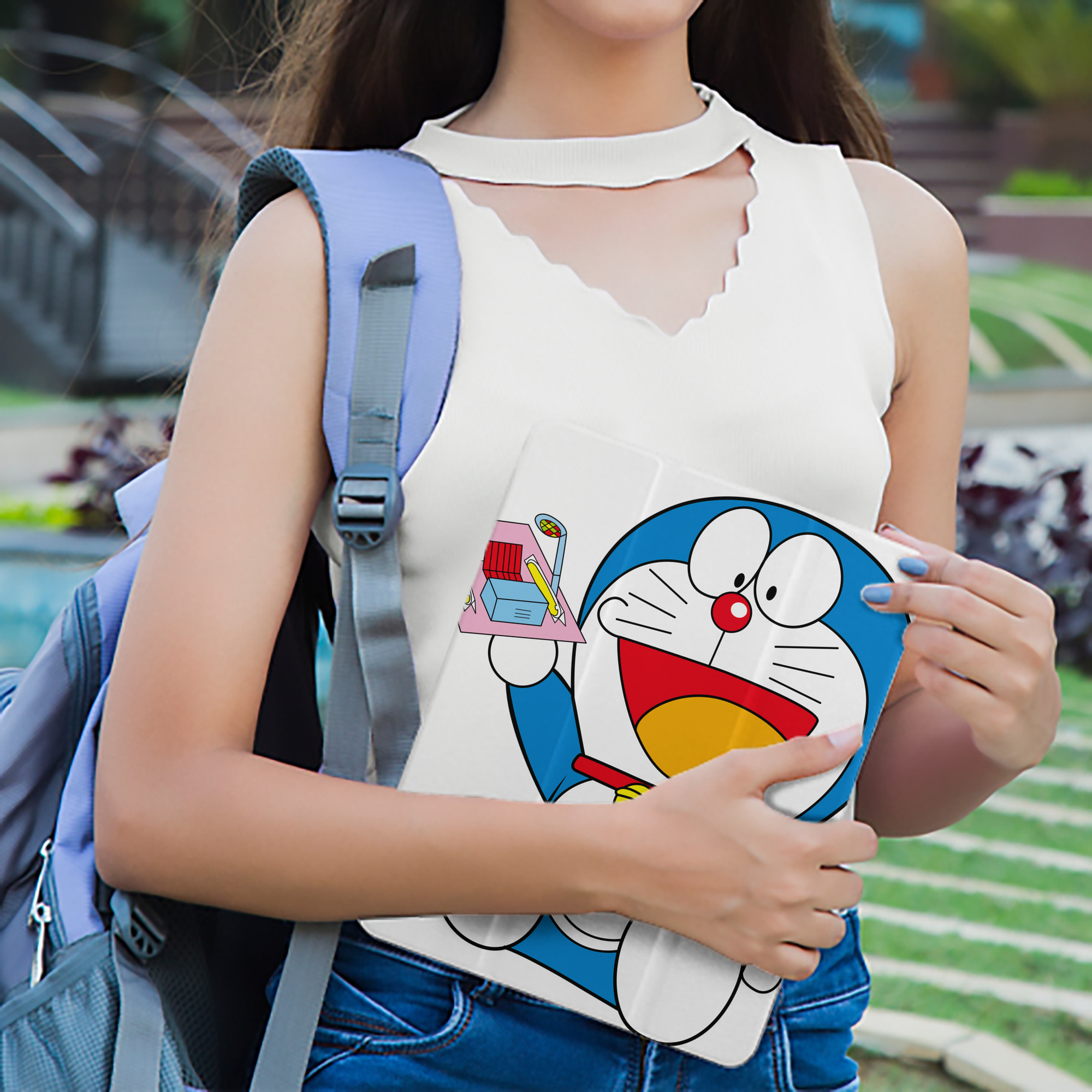 ドラえもん Doraemon IPad ケース ペン収納付き 三つ折りスタンド PUレザー×シリコン 対応機種9.5/10.5/10.9インチ