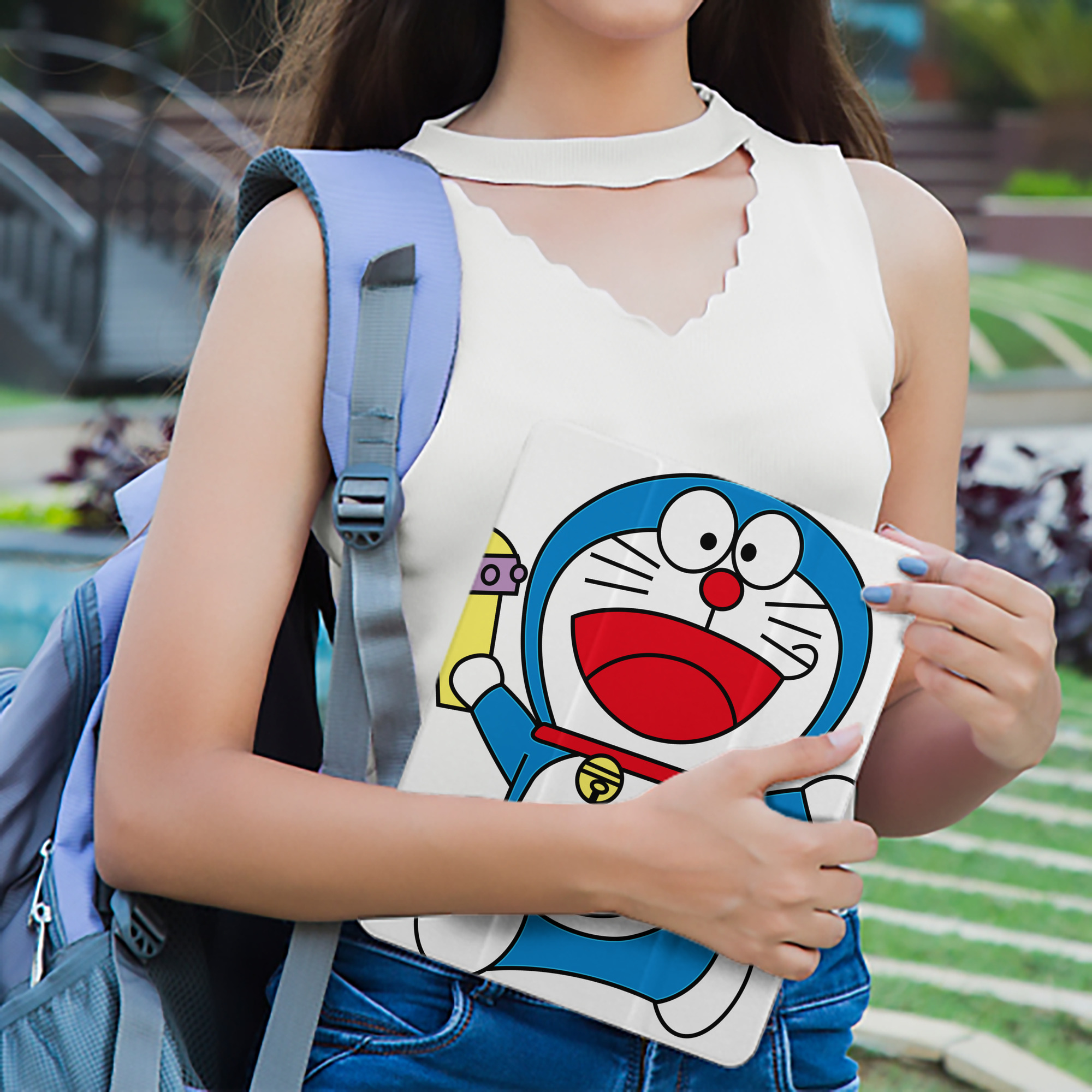 ドラえもん Doraemon IPad ケース ペン収納付き 三つ折りスタンド PUレザー×シリコン 対応機種9.5/10.5/10.9インチ
