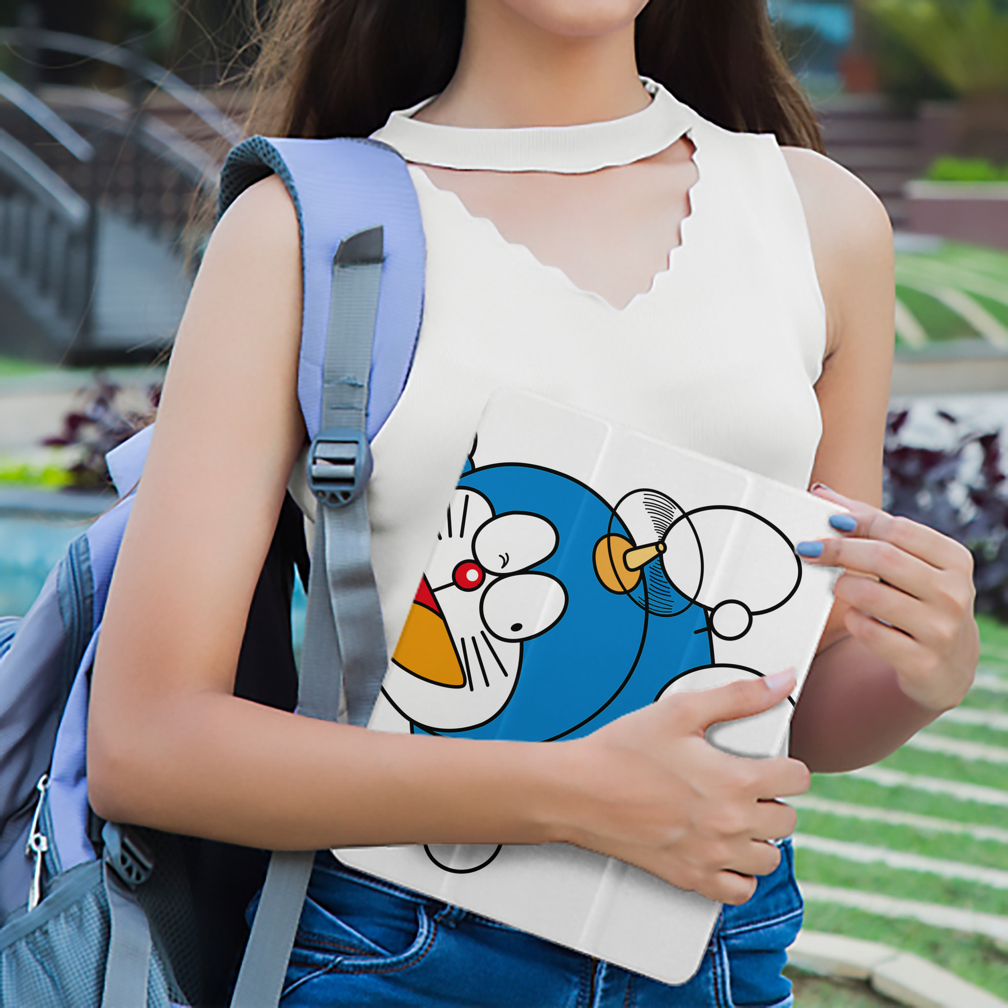ドラえもん Doraemon IPad ケース ペン収納付き 三つ折りスタンド PUレザー×シリコン 対応機種9.5/10.5/10.9インチ