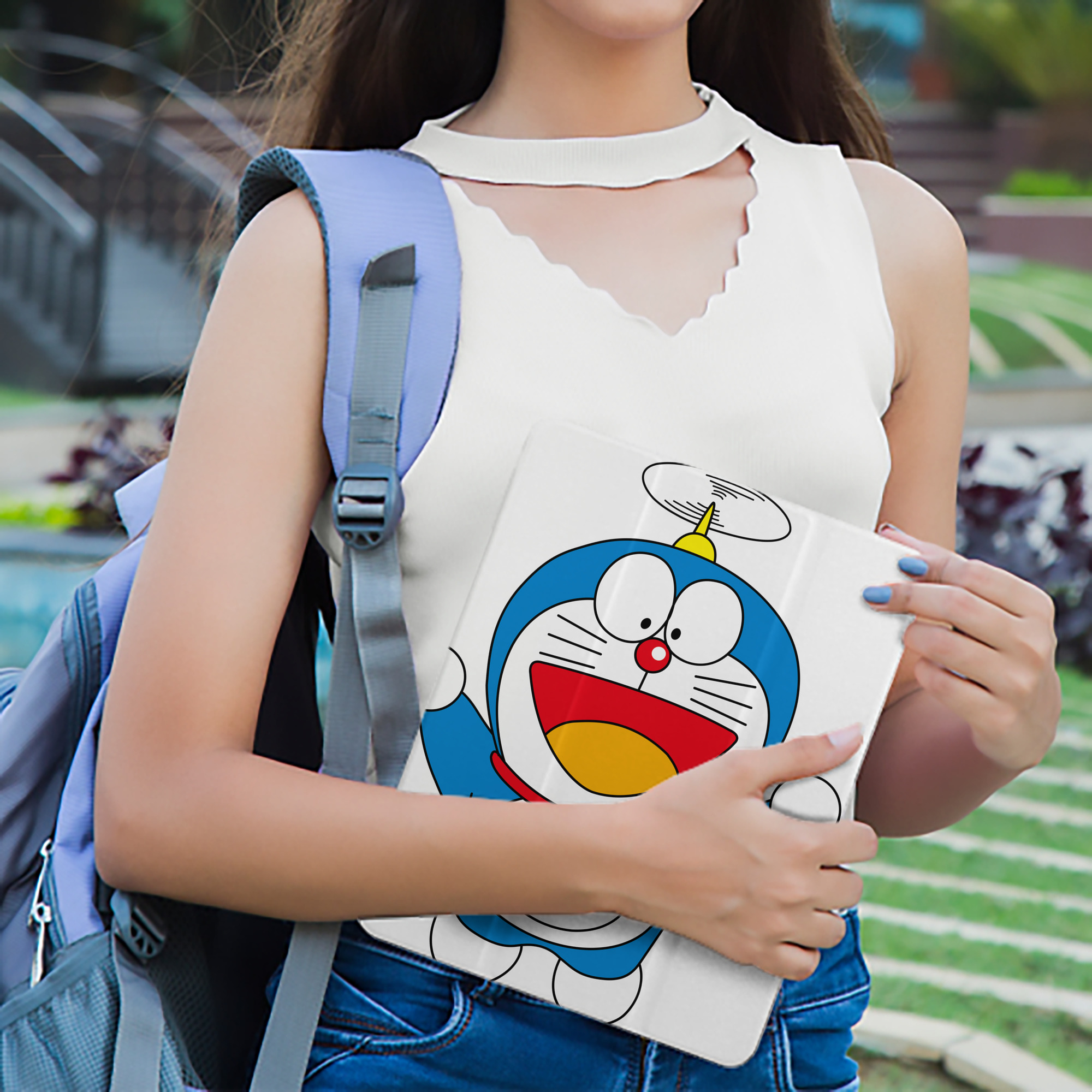 ドラえもん Doraemon IPad ケース ペン収納付き 三つ折りスタンド PUレザー×シリコン 対応機種9.5/10.5/10.9インチ