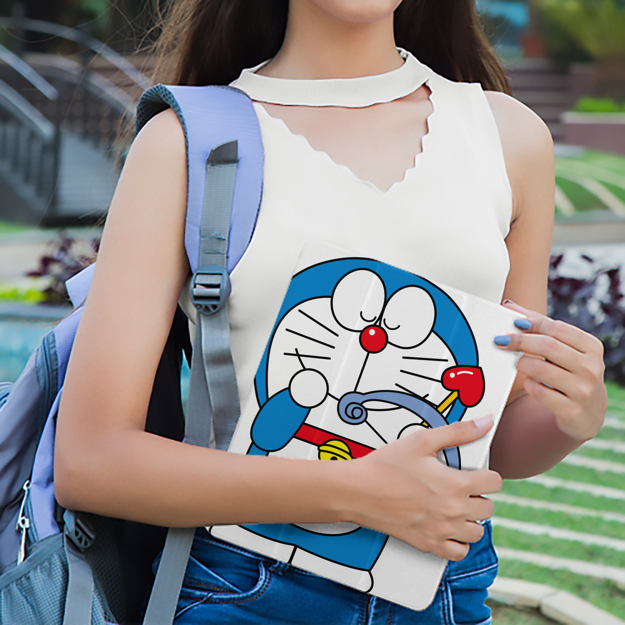 ドラえもん Doraemon IPad ケース ペン収納付き 三つ折りスタンド PUレザー×シリコン 対応機種9.5/10.5/10.9インチ