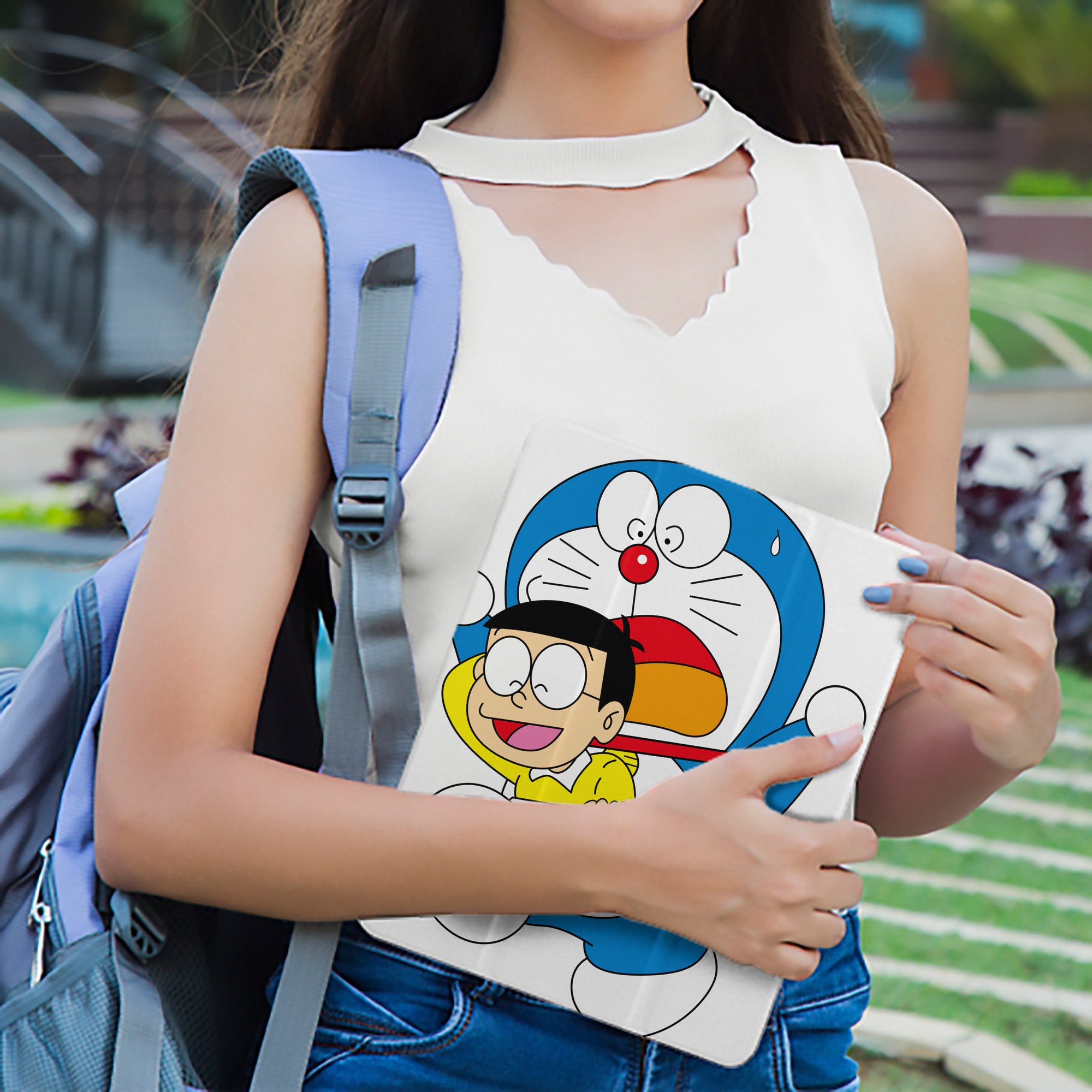 ドラえもん Doraemon IPad ケース ペン収納付き 三つ折りスタンド PUレザー×シリコン 対応機種9.5/10.5/10.9インチ