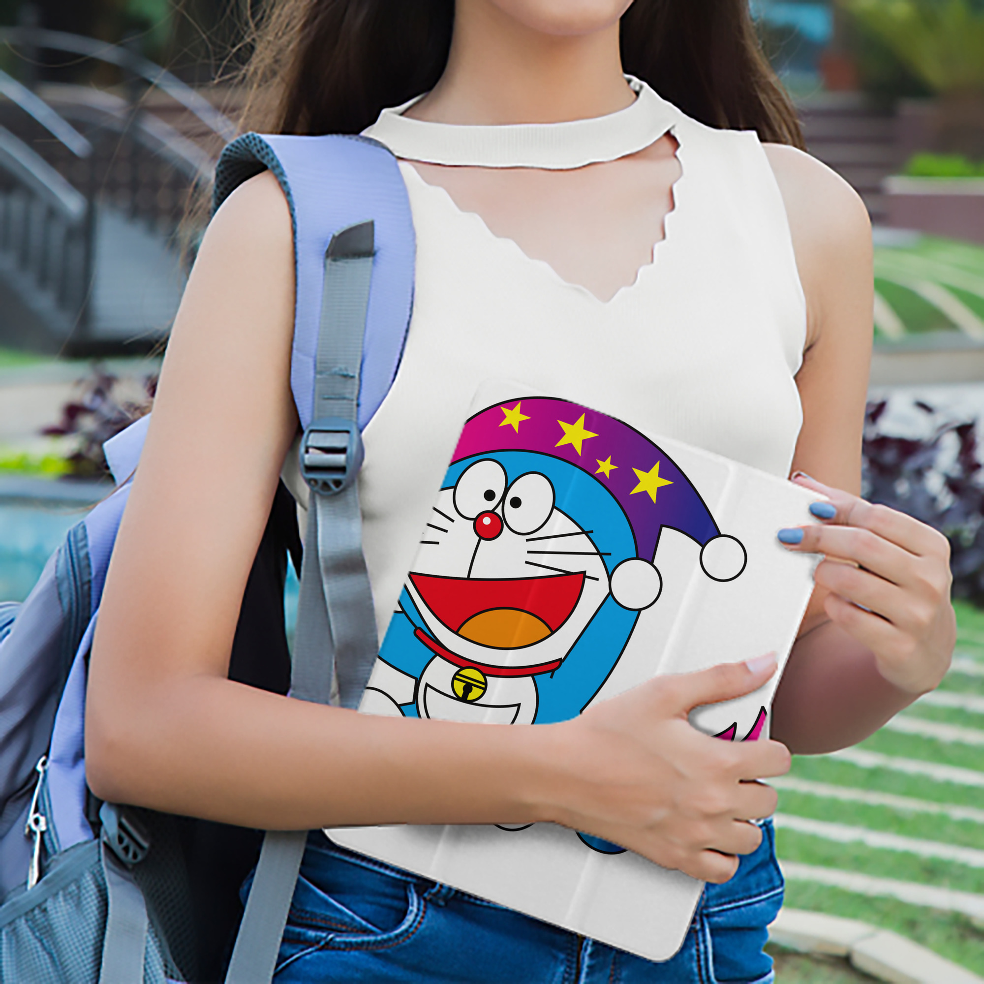 ドラえもん Doraemon IPad ケース ペン収納付き 三つ折りスタンド PUレザー×シリコン 対応機種9.5/10.5/10.9インチ