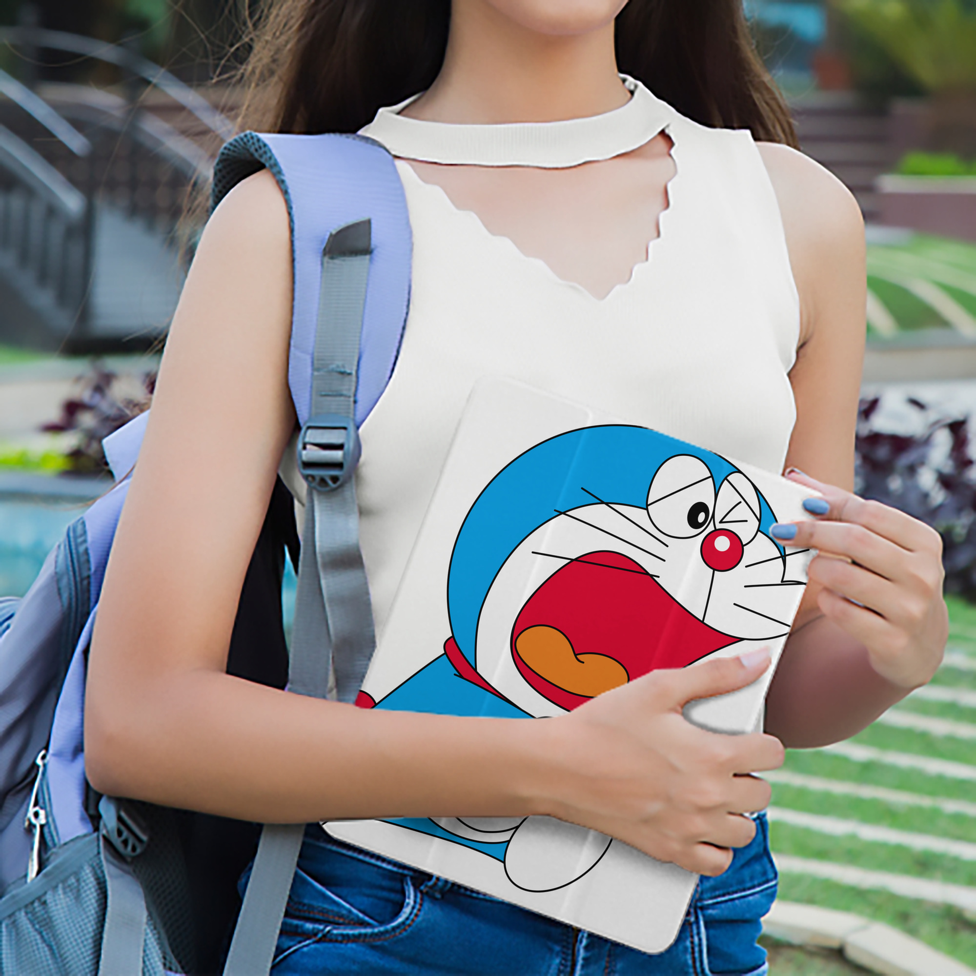 ドラえもん Doraemon IPad ケース ペン収納付き 三つ折りスタンド PUレザー×シリコン 対応機種9.5/10.5/10.9インチ
