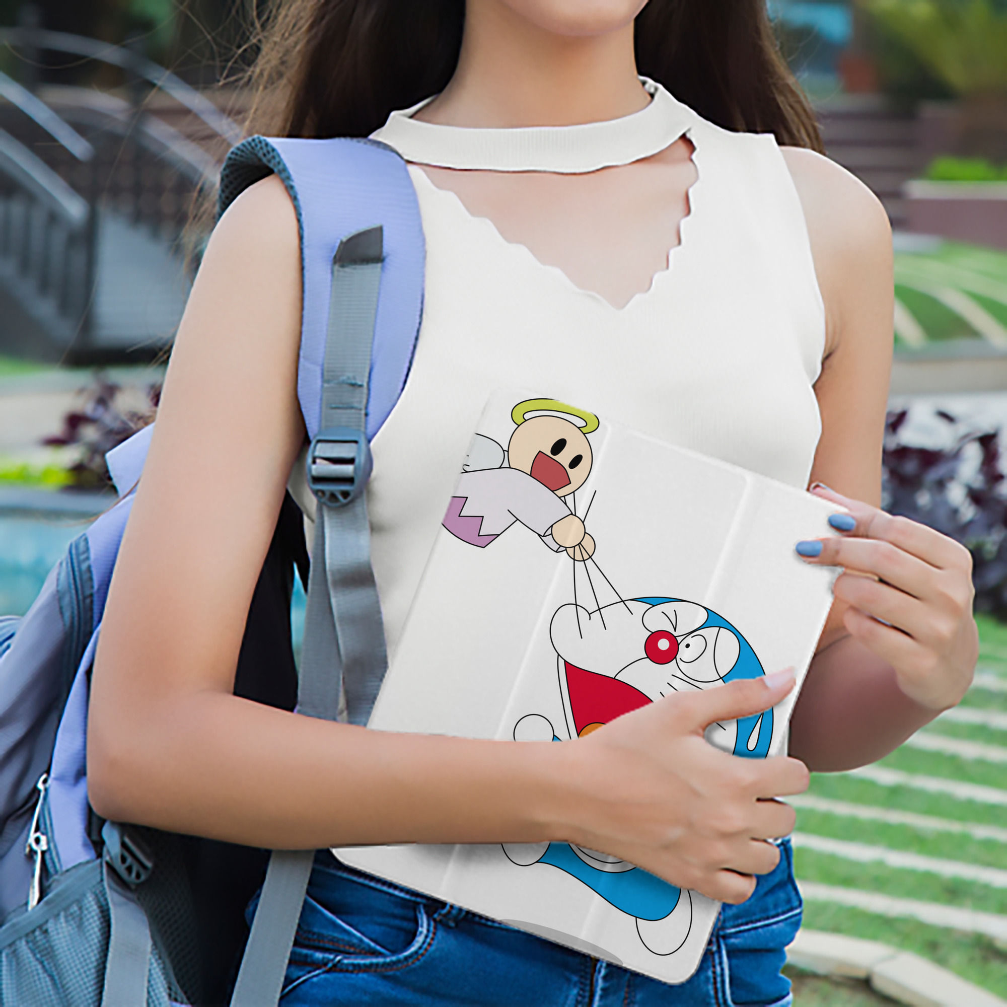 ドラえもん Doraemon IPad ケース ペン収納付き 三つ折りスタンド PUレザー×シリコン 対応機種9.5/10.5/10.9インチ