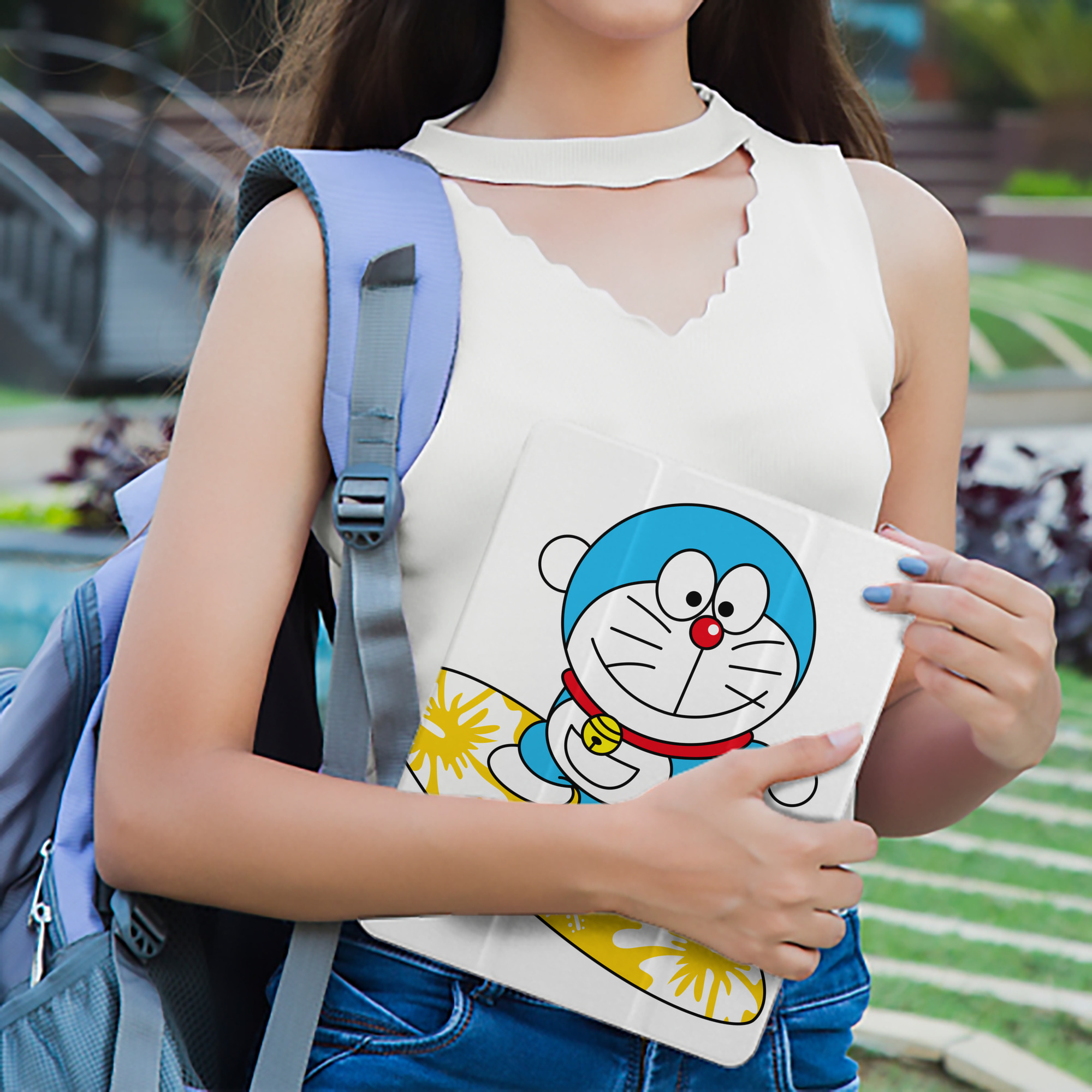 ドラえもん Doraemon IPad ケース ペン収納付き 三つ折りスタンド PUレザー×シリコン 対応機種9.5/10.5/10.9インチ
