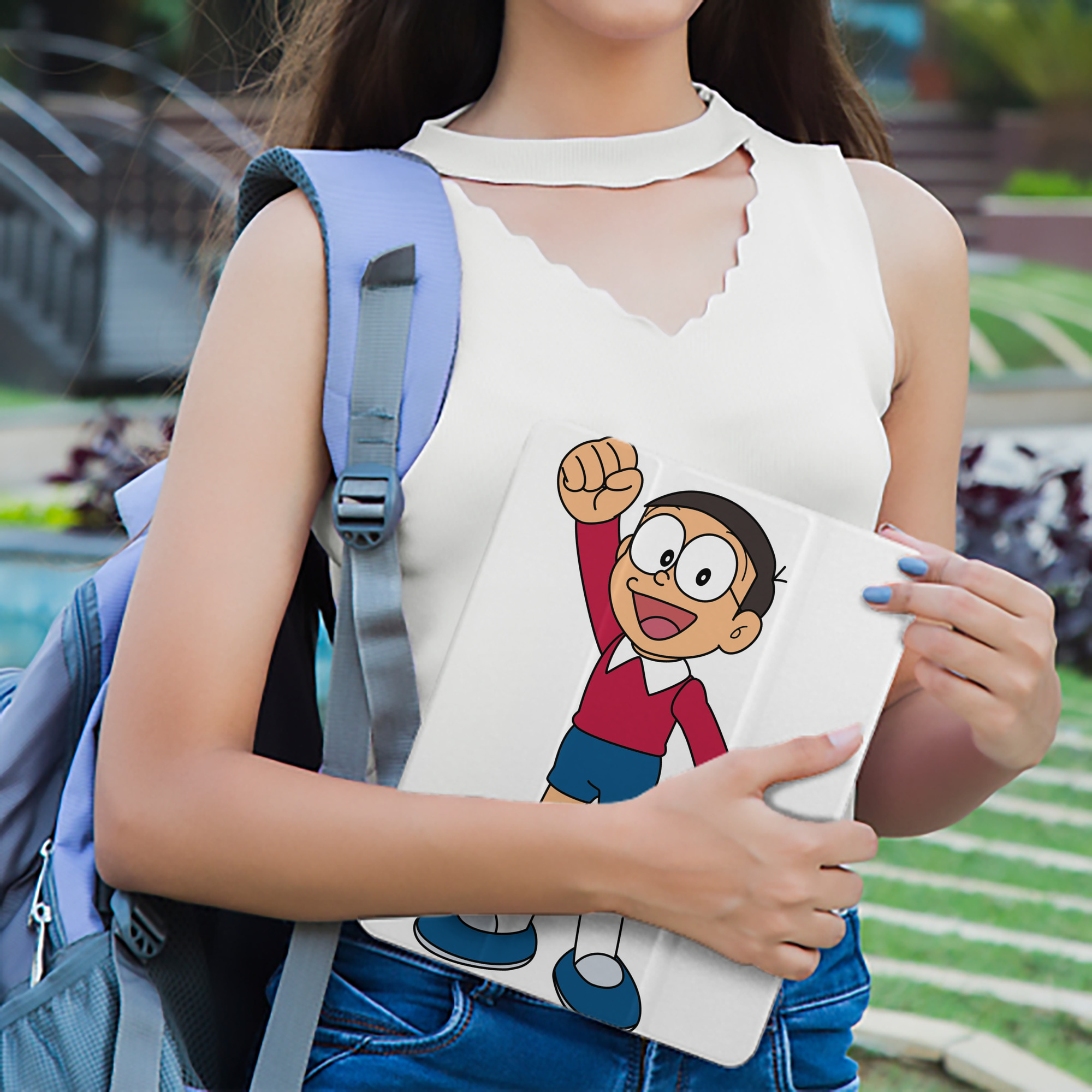 ドラえもん 野比 のび太 Doraemon Nobita Nobi IPad ケース ペン収納付き 三つ折りスタンド PUレザー×シリコン 対応機種9.5/10.5/10.9インチ