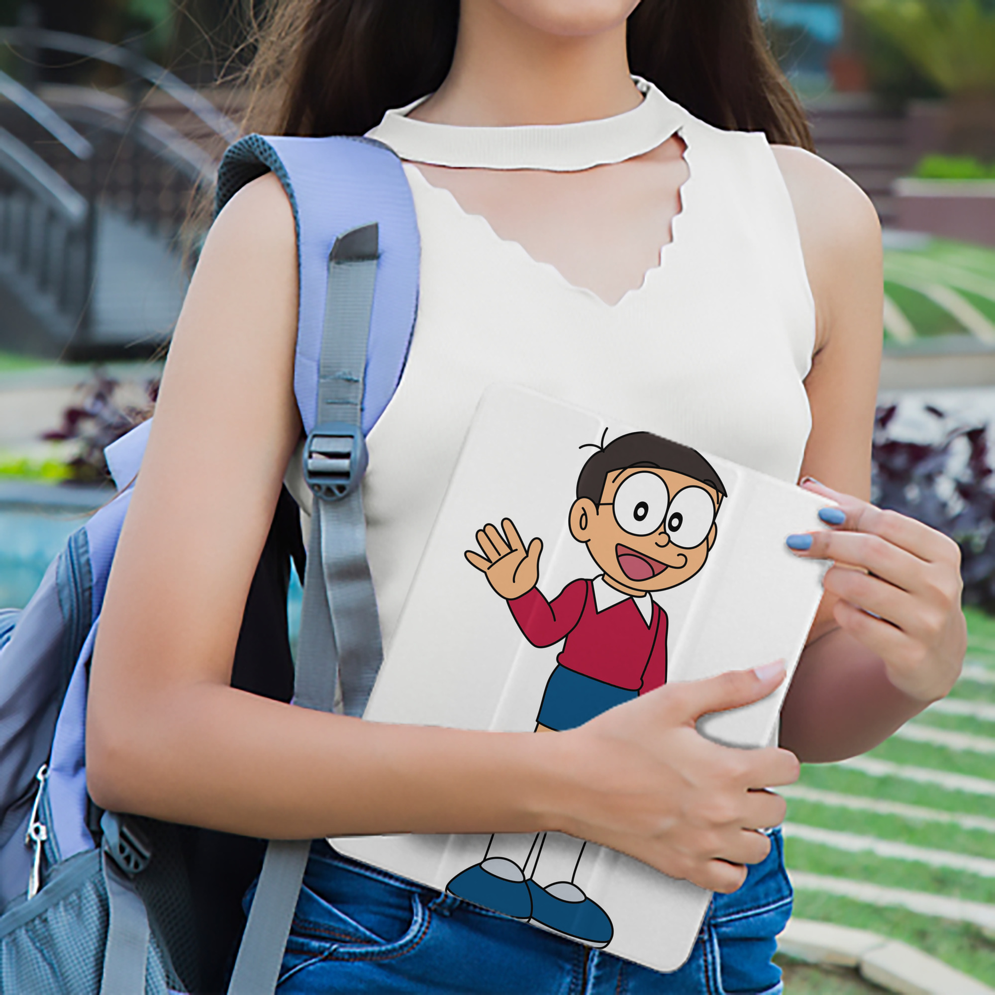 ドラえもん 野比 のび太 Doraemon Nobita Nobi IPad ケース ペン収納付き 三つ折りスタンド PUレザー×シリコン 対応機種9.5/10.5/10.9インチ
