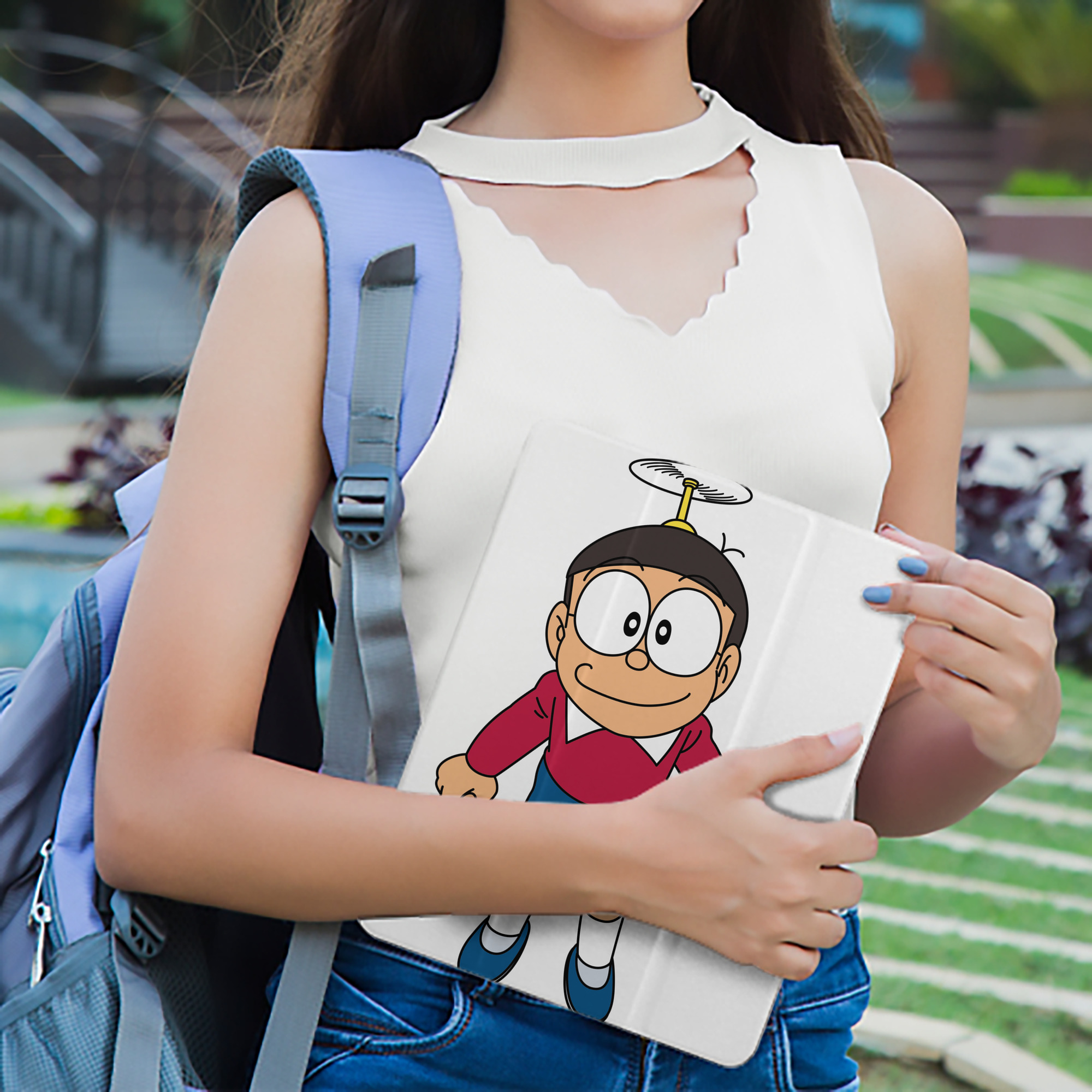 ドラえもん 野比 のび太 Doraemon Nobita Nobi IPad ケース ペン収納付き 三つ折りスタンド PUレザー×シリコン 対応機種9.5/10.5/10.9インチ