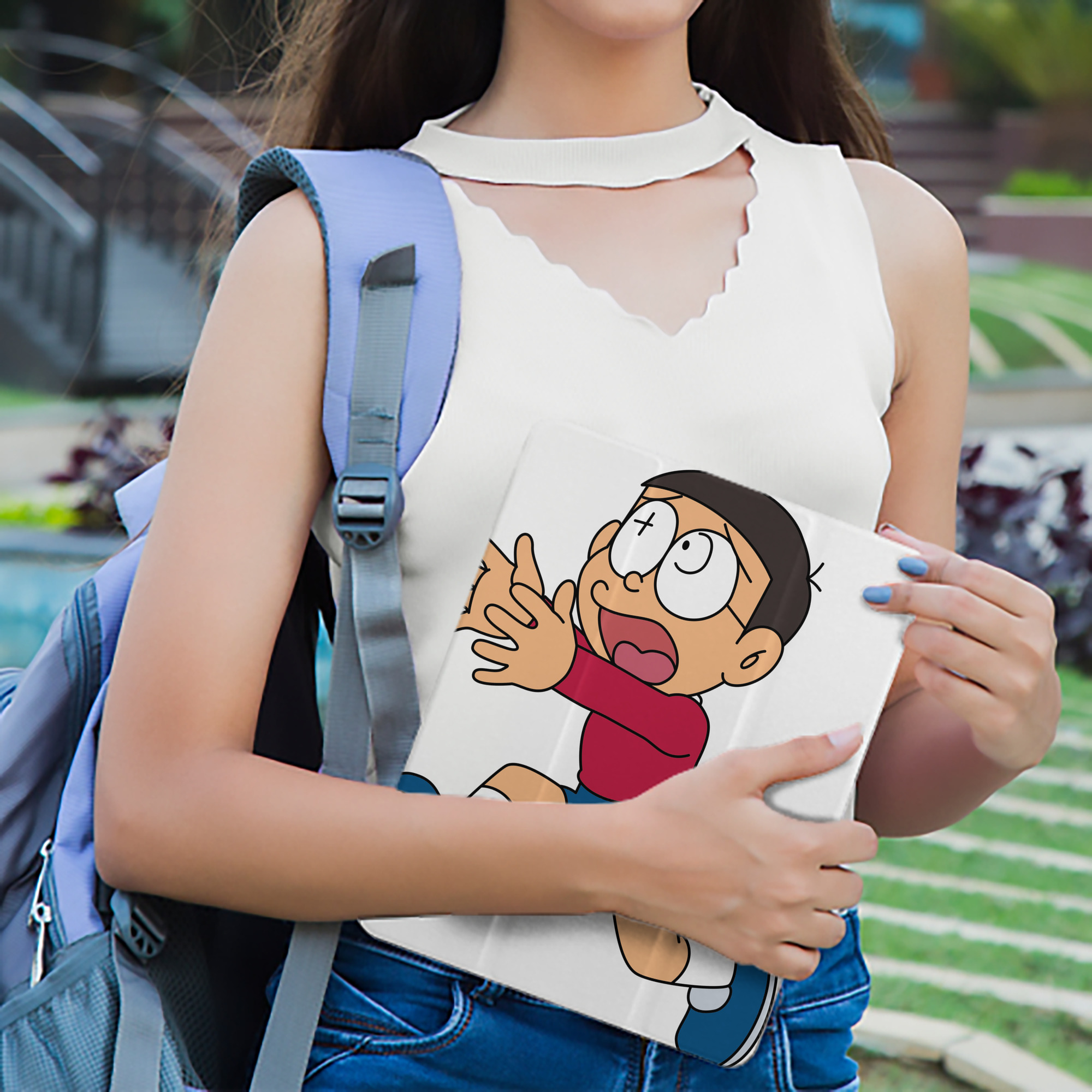 ドラえもん 野比 のび太 Doraemon Nobita Nobi IPad ケース ペン収納付き 三つ折りスタンド PUレザー×シリコン 対応機種9.5/10.5/10.9インチ