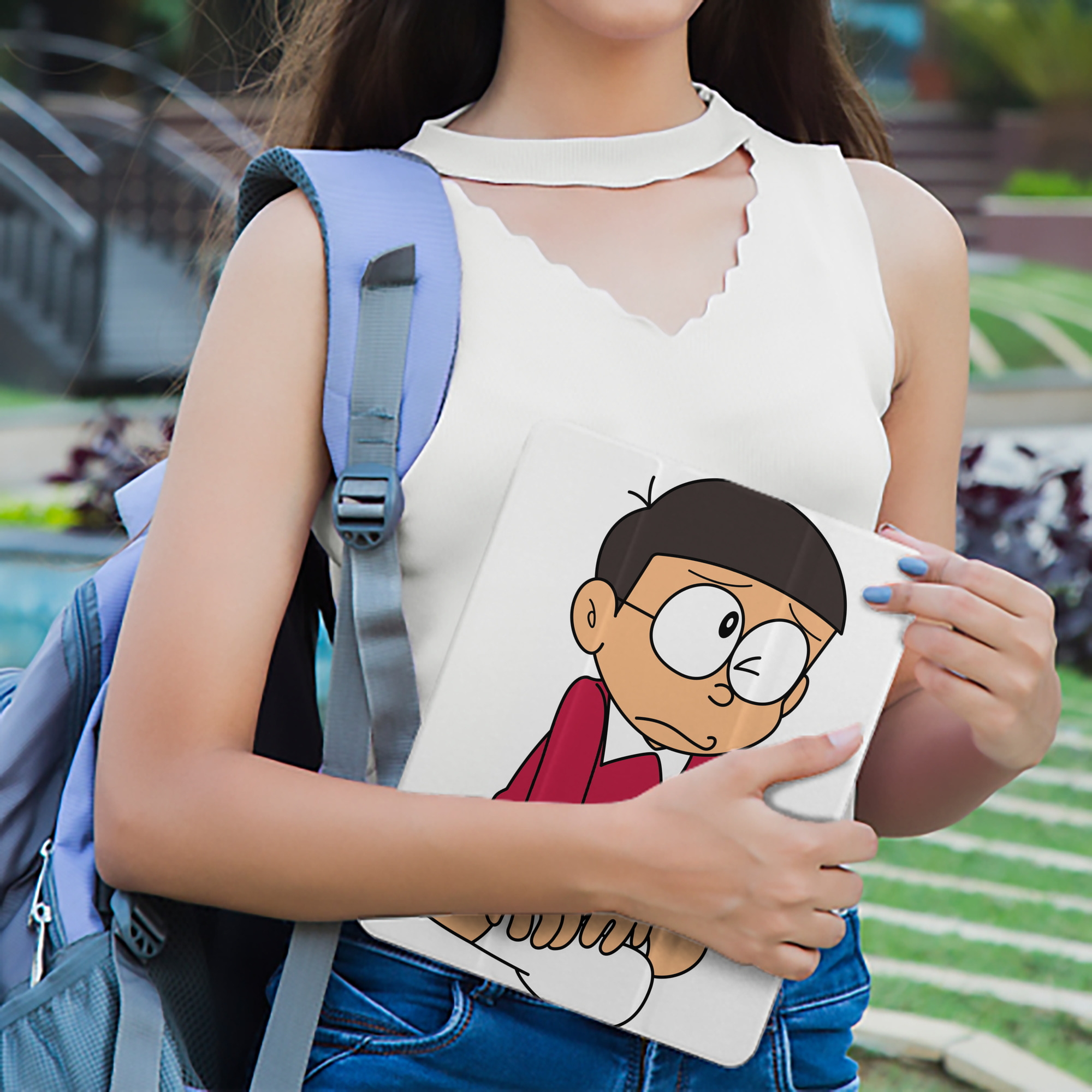 ドラえもん 野比 のび太 Doraemon Nobita Nobi IPad ケース ペン収納付き 三つ折りスタンド PUレザー×シリコン 対応機種9.5/10.5/10.9インチ
