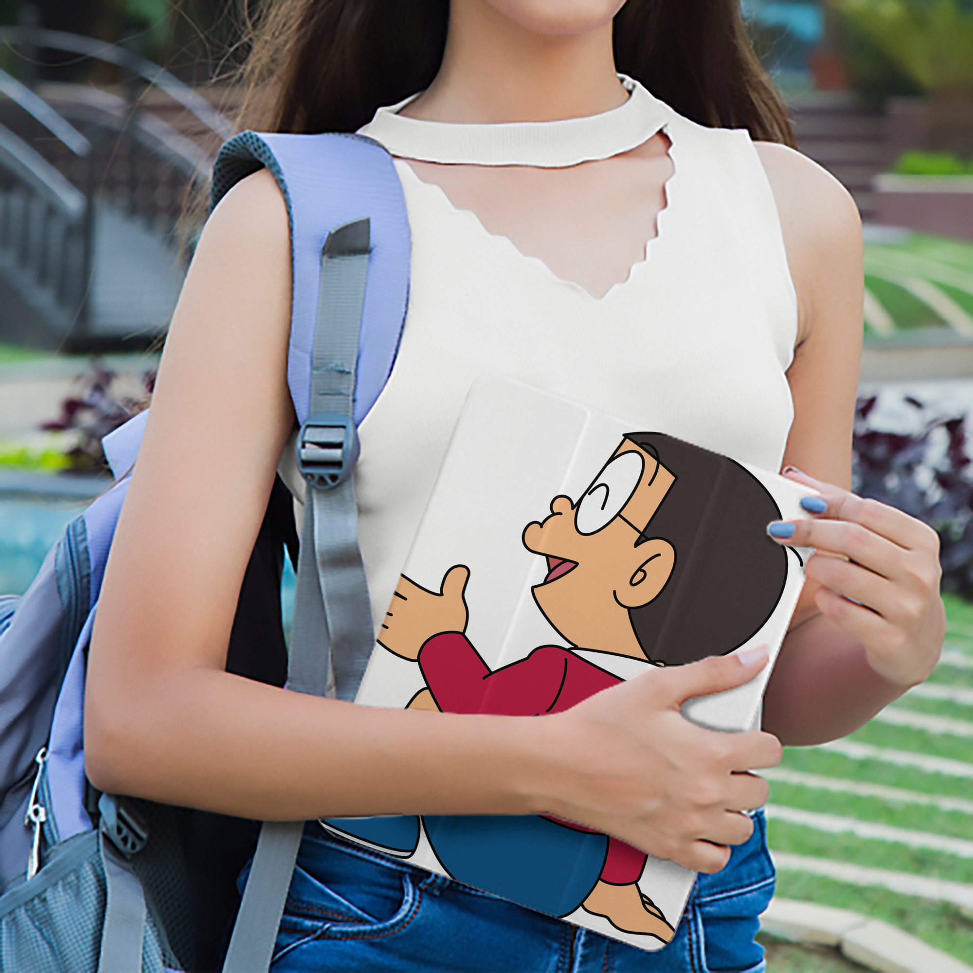 ドラえもん 野比 のび太 Doraemon Nobita Nobi IPad ケース ペン収納付き 三つ折りスタンド PUレザー×シリコン 対応機種9.5/10.5/10.9インチ