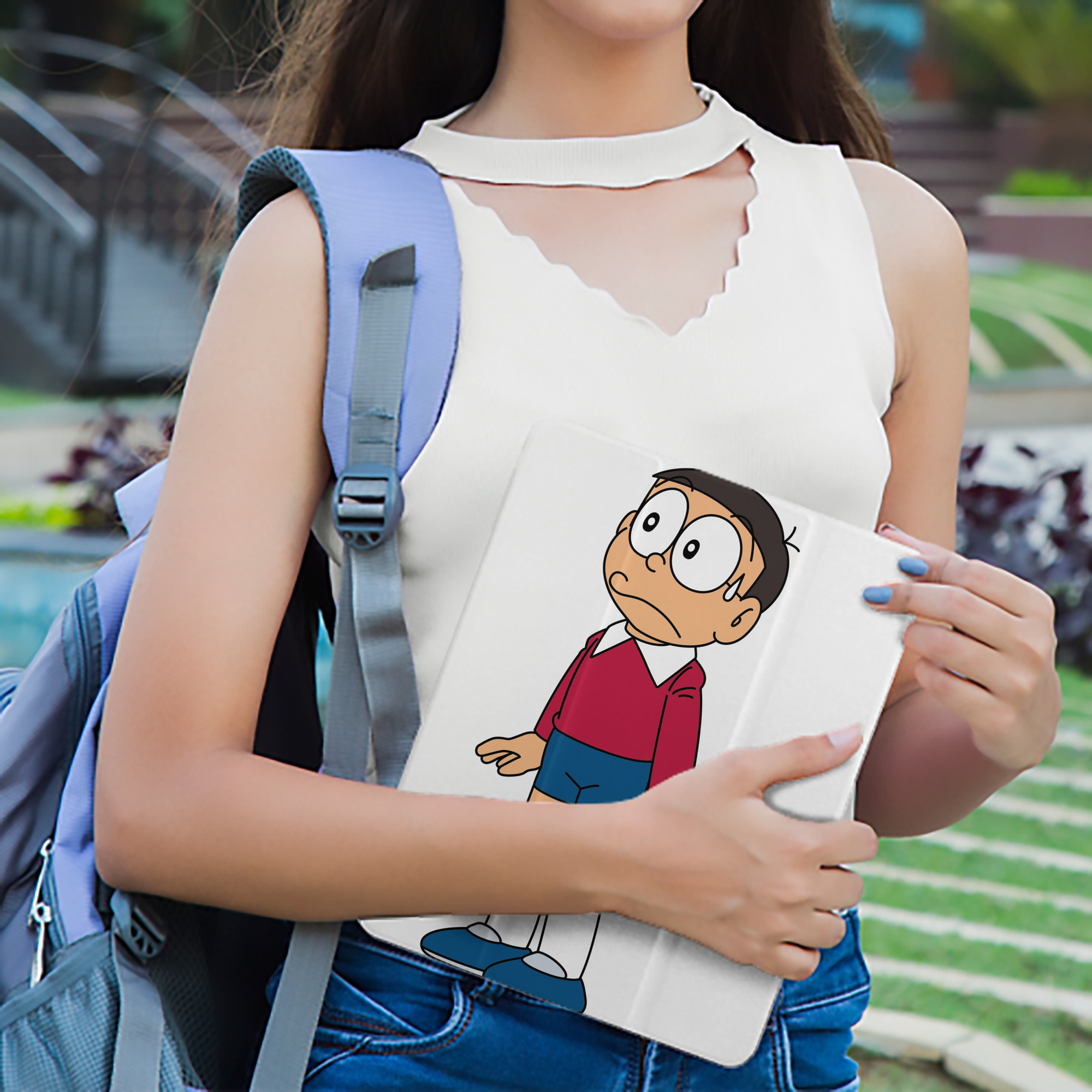 ドラえもん 野比 のび太 Doraemon Nobita Nobi IPad ケース ペン収納付き 三つ折りスタンド PUレザー×シリコン 対応機種9.5/10.5/10.9インチ