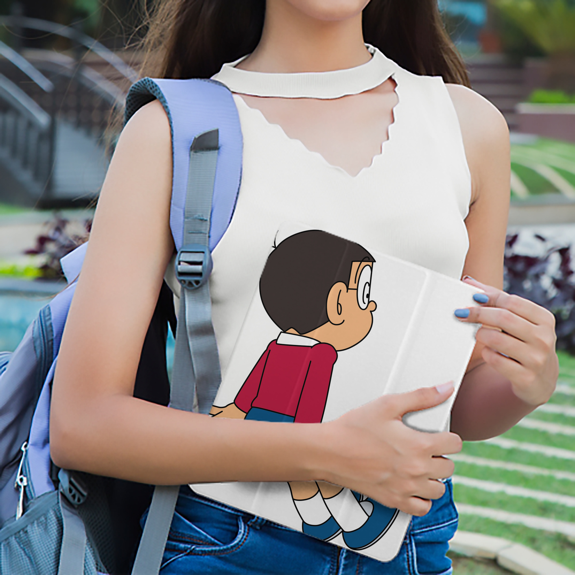 ドラえもん 野比 のび太 Doraemon Nobita Nobi IPad ケース ペン収納付き 三つ折りスタンド PUレザー×シリコン 対応機種9.5/10.5/10.9インチ