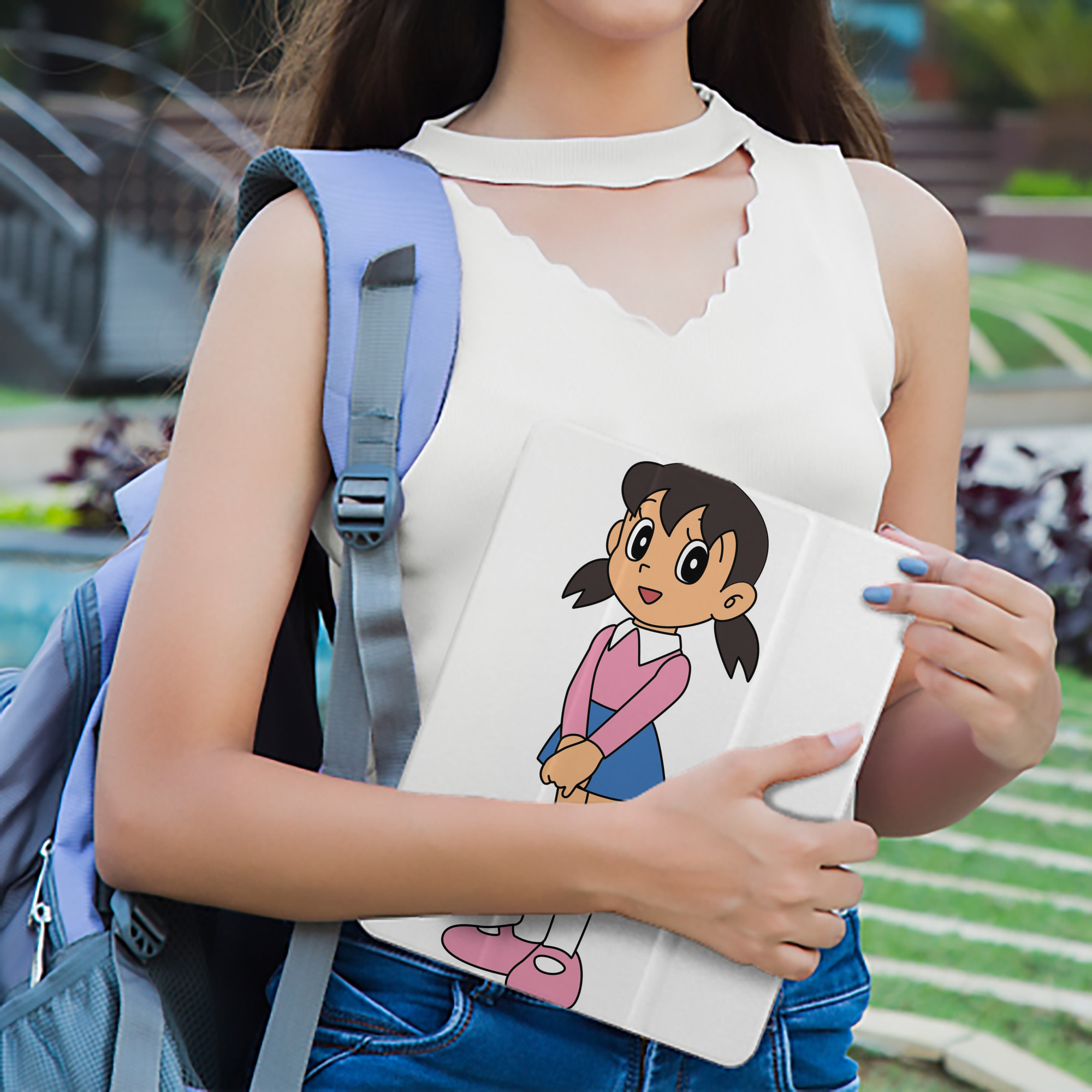 ドラえもん みなもと しずか Doraemon Shizuka Minamoto IPad ケース ペン収納付き 三つ折りスタンド PUレザー×シリコン 対応機種9.5/10.5/10.9インチ