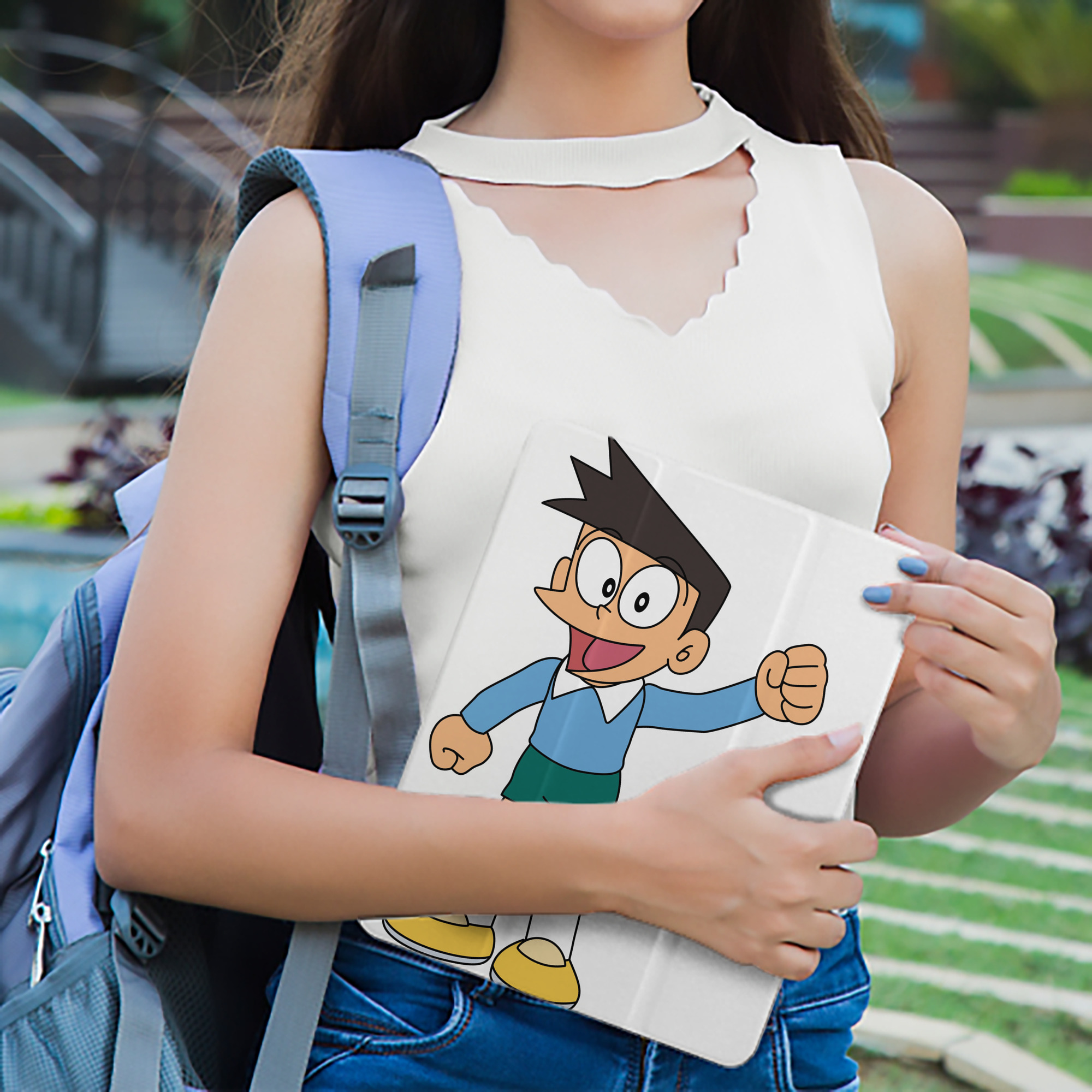 ドラえもん 骨川 スネ夫 Doraemon Honekawa Suneo IPad ケース ペン収納付き 三つ折りスタンド PUレザー×シリコン 対応機種9.5/10.5/10.9インチ
