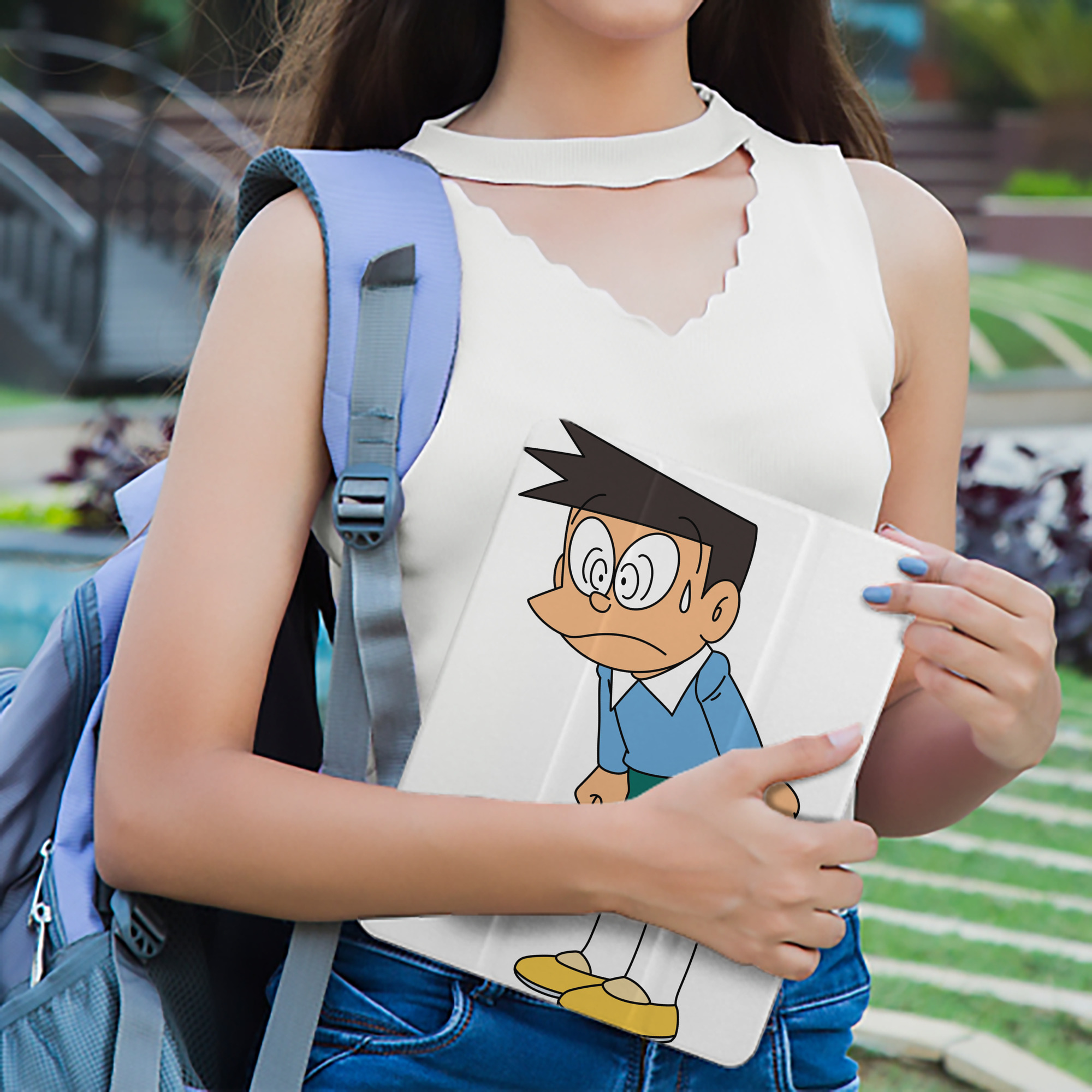 ドラえもん 骨川 スネ夫 Doraemon Honekawa Suneo IPad ケース ペン収納付き 三つ折りスタンド PUレザー×シリコン 対応機種9.5/10.5/10.9インチ