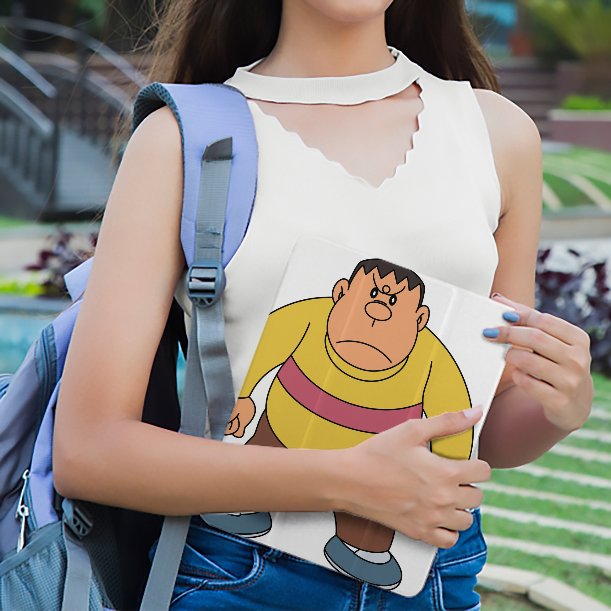 ドラえもん 剛田武 Doraemon Gouta Takeshi IPad ケース ペン収納付き 三つ折りスタンド PUレザー×シリコン 対応機種9.5/10.5/10.9インチ