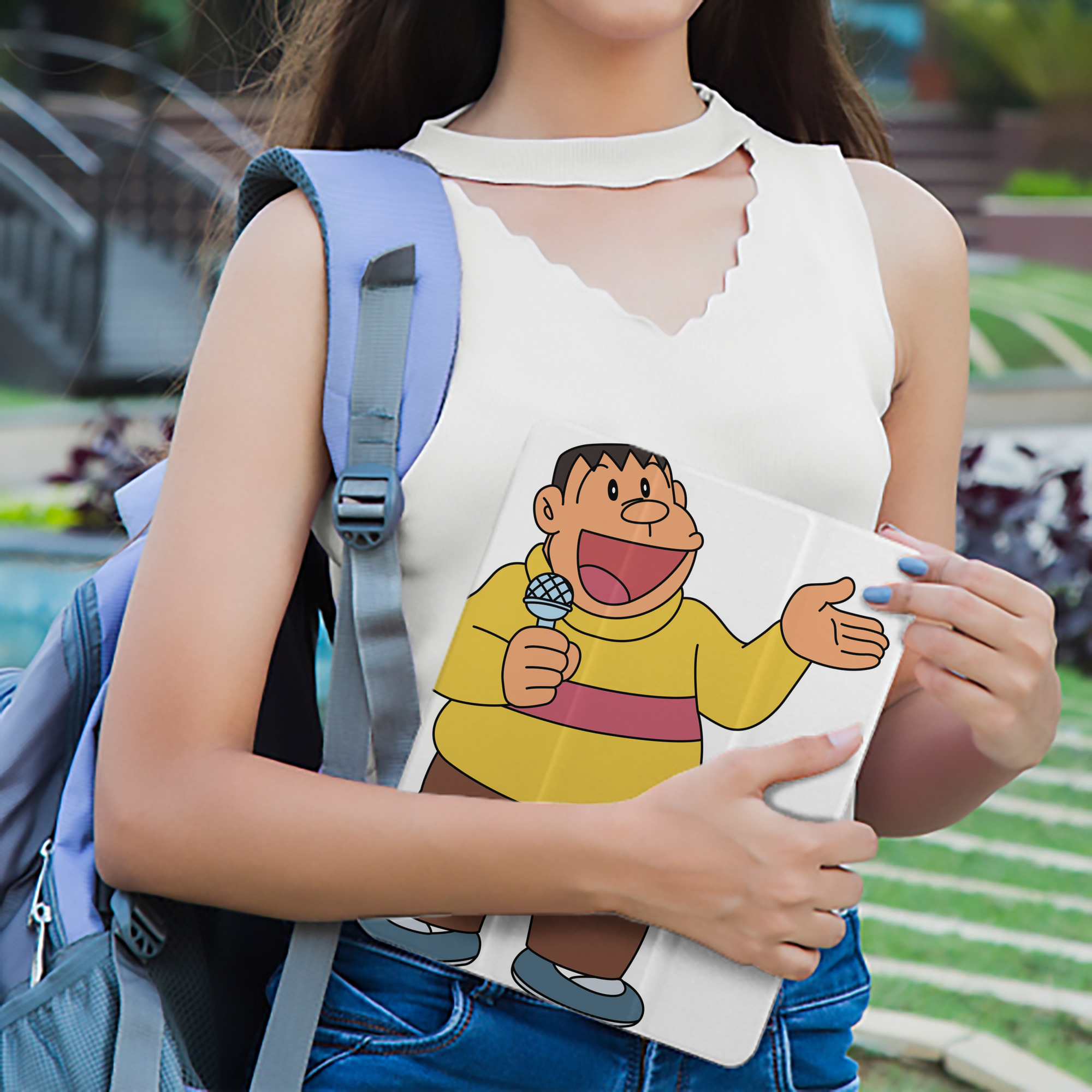 ドラえもん 剛田武 Doraemon Gouta Takeshi IPad ケース ペン収納付き 三つ折りスタンド PUレザー×シリコン 対応機種9.5/10.5/10.9インチ