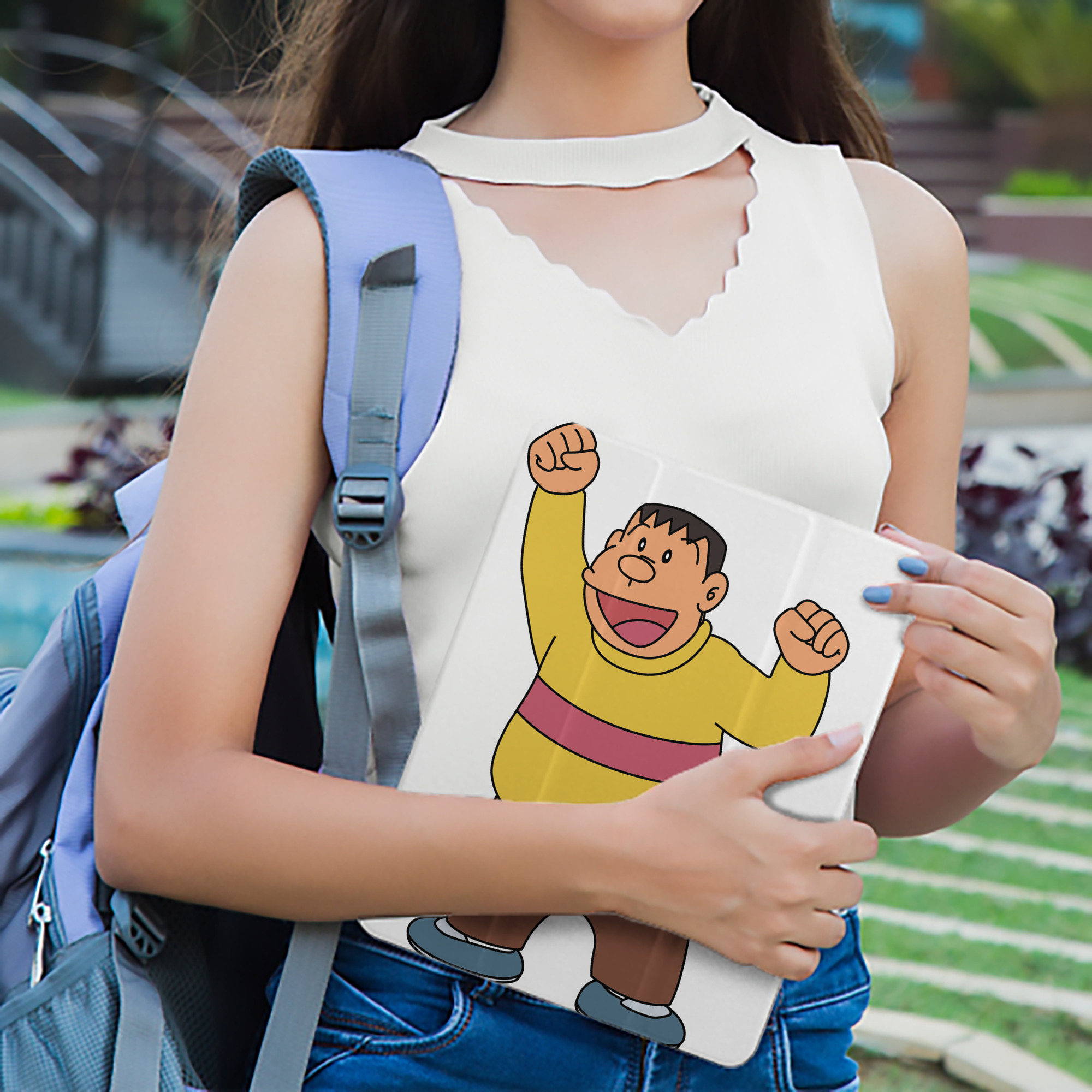 ドラえもん 剛田武 Doraemon Gouta Takeshi IPad ケース ペン収納付き 三つ折りスタンド PUレザー×シリコン 対応機種9.5/10.5/10.9インチ