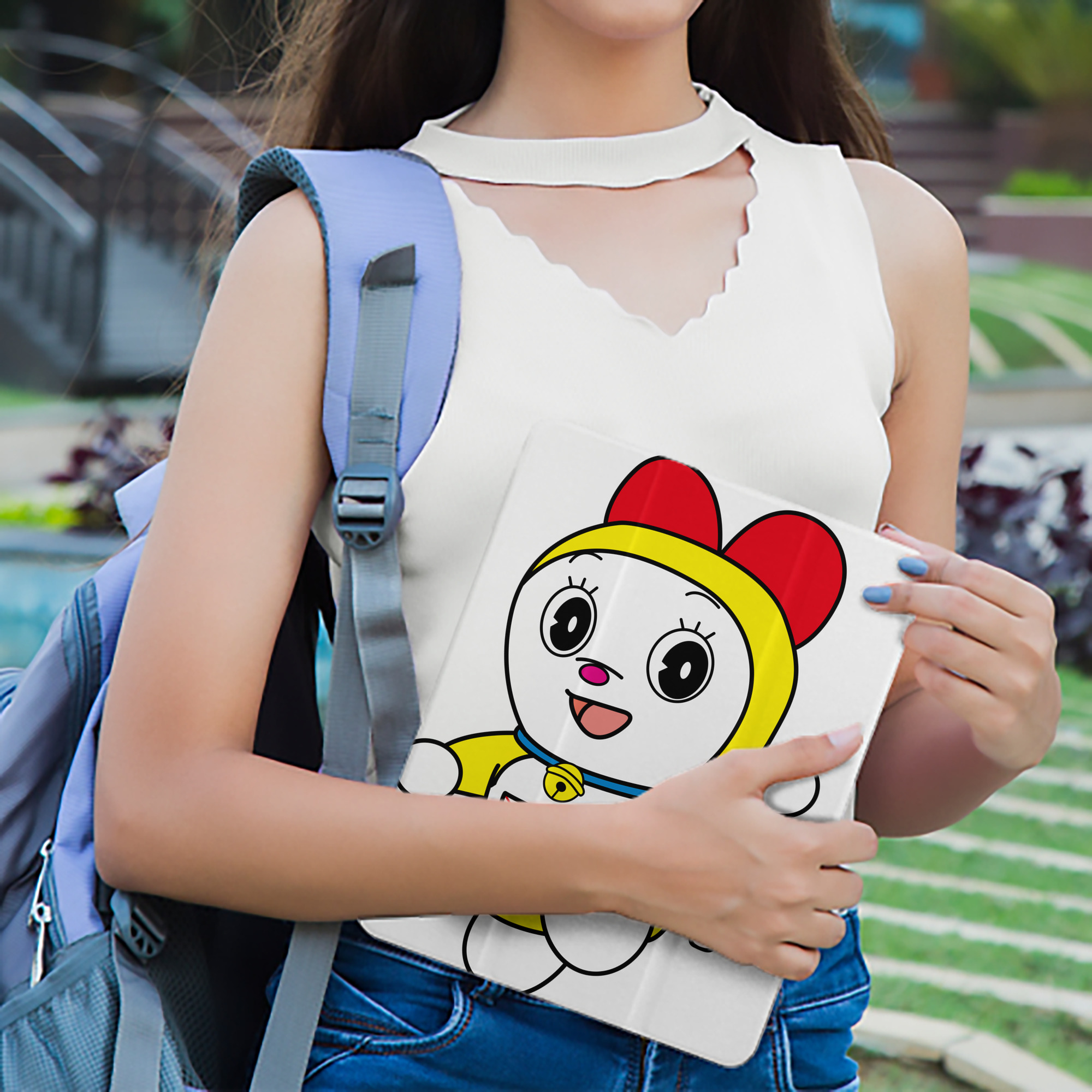 ドラえもん ドラミ Doraemon Dorami IPad ケース ペン収納付き 三つ折りスタンド PUレザー×シリコン 対応機種9.5/10.5/10.9インチ