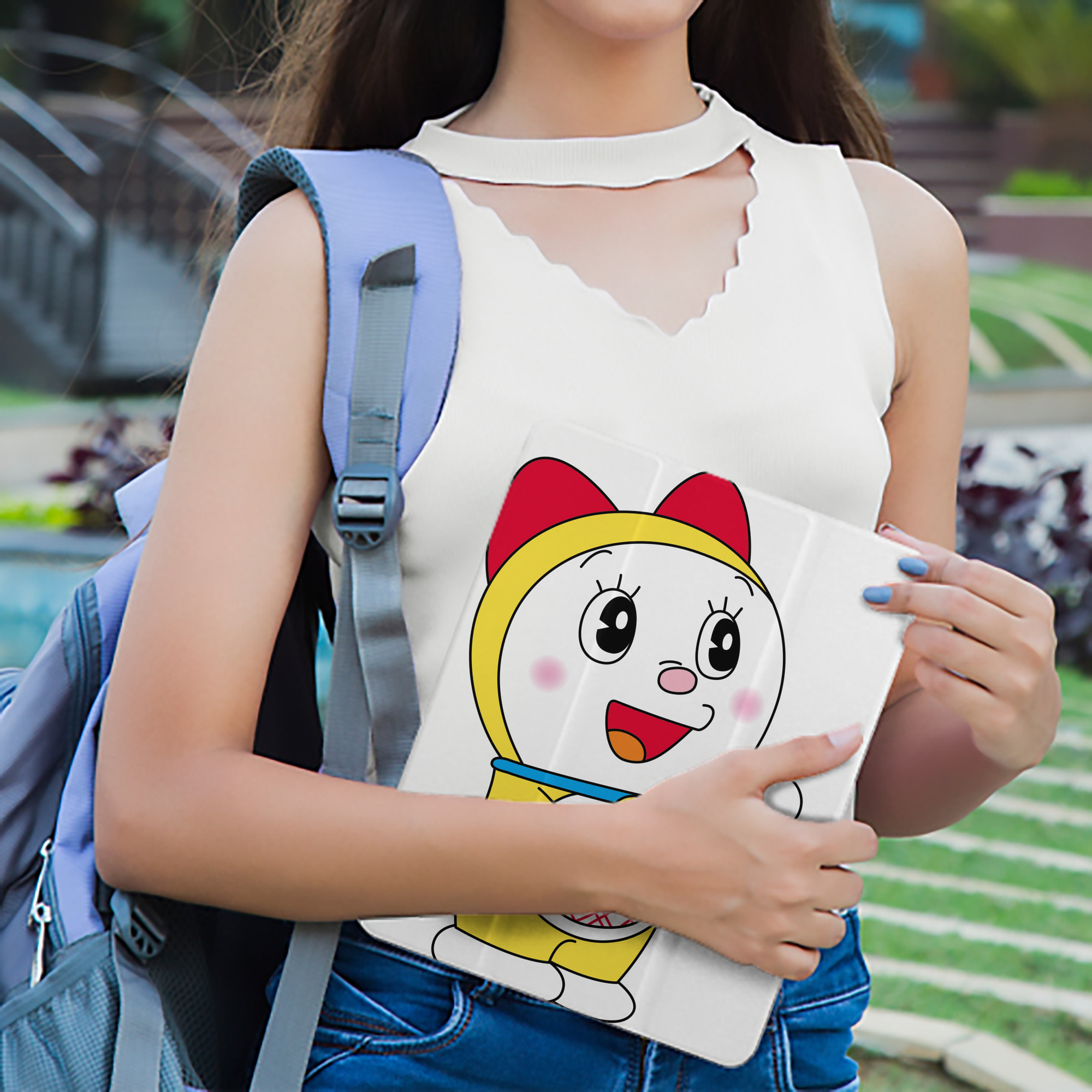 ドラえもん ドラミ Doraemon Dorami IPad ケース ペン収納付き 三つ折りスタンド PUレザー×シリコン 対応機種9.5/10.5/10.9インチ