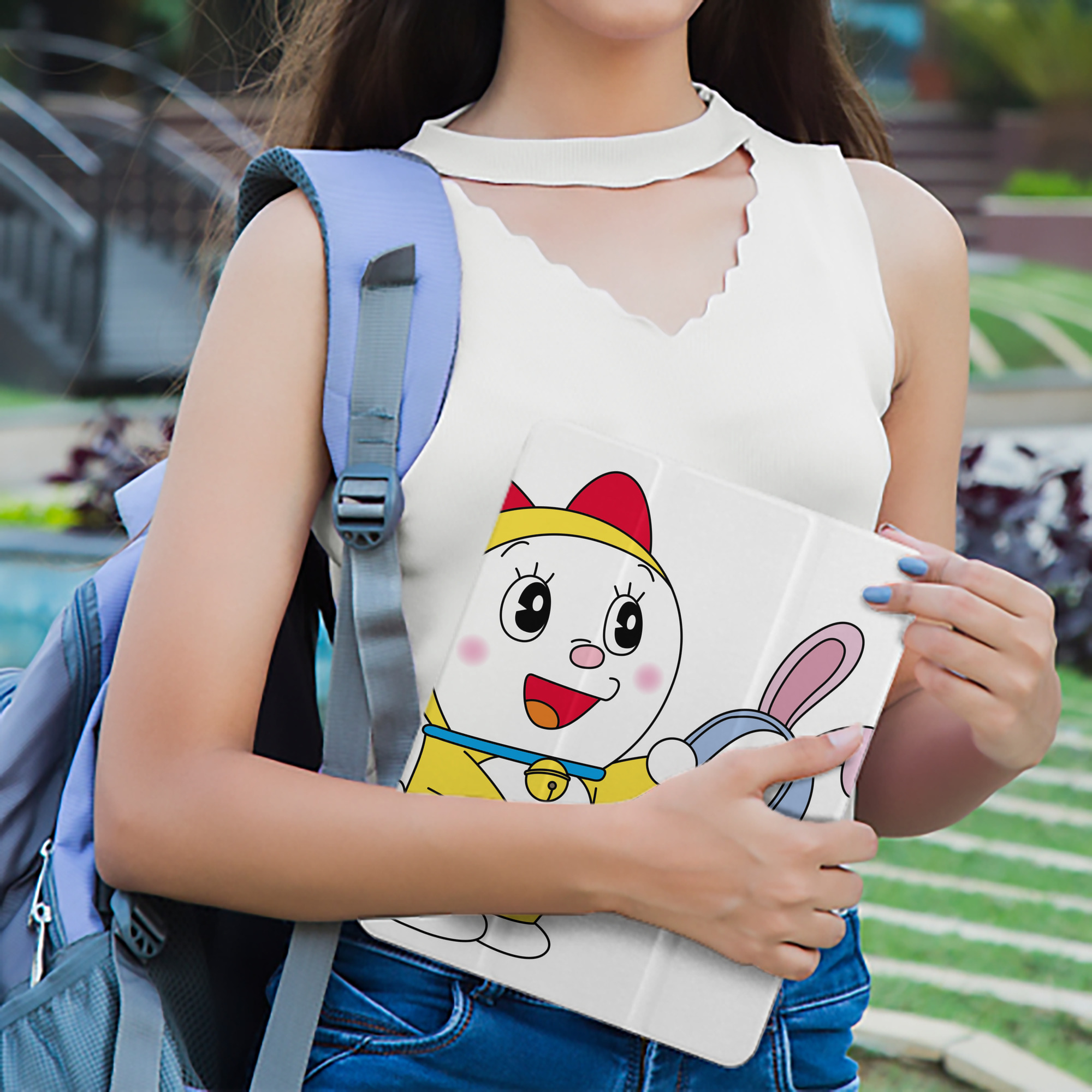 ドラえもん ドラミ Doraemon Dorami IPad ケース ペン収納付き 三つ折りスタンド PUレザー×シリコン 対応機種9.5/10.5/10.9インチ