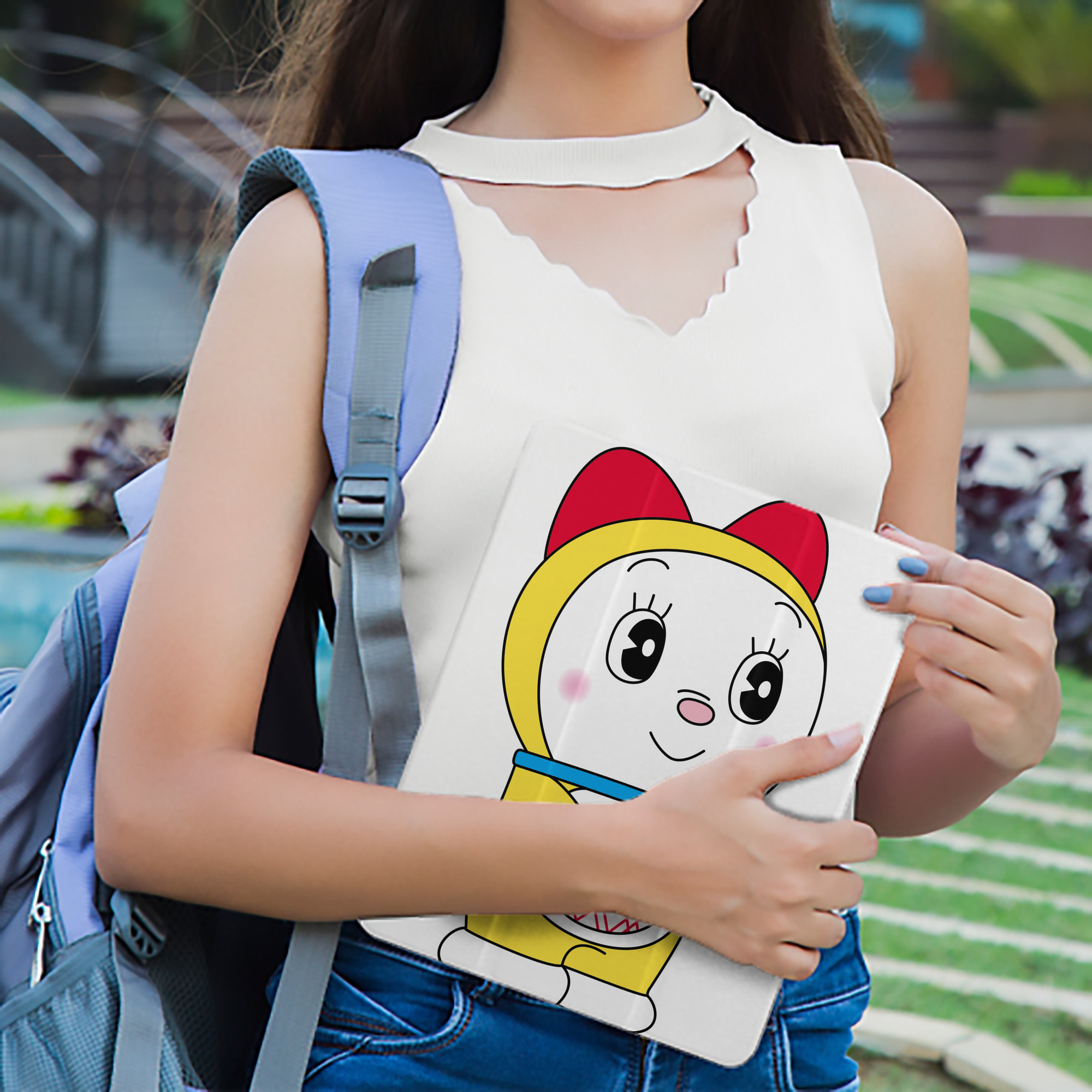 ドラえもん ドラミ Doraemon Dorami IPad ケース ペン収納付き 三つ折りスタンド PUレザー×シリコン 対応機種9.5/10.5/10.9インチ
