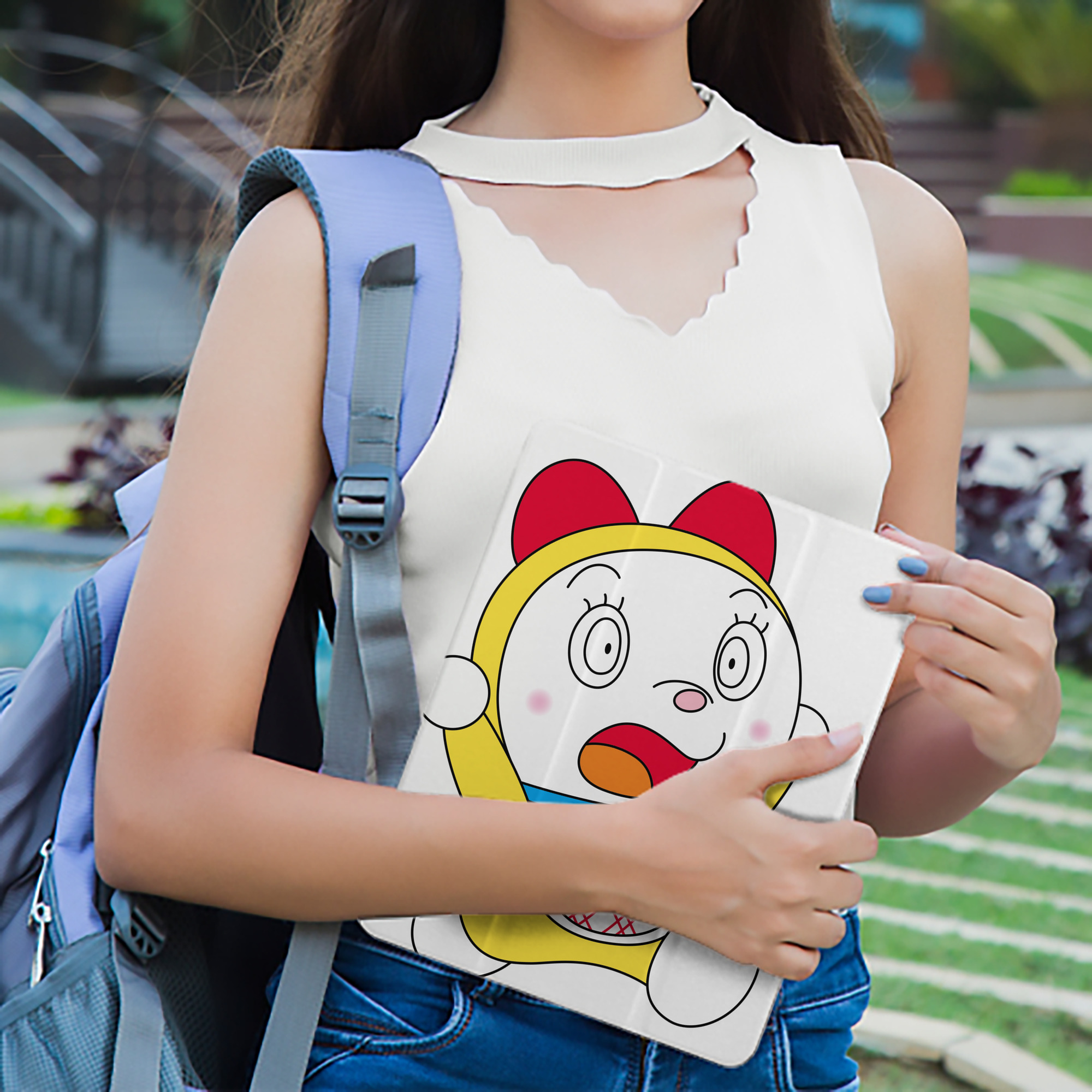 ドラえもん ドラミ Doraemon Dorami IPad ケース ペン収納付き 三つ折りスタンド PUレザー×シリコン 対応機種9.5/10.5/10.9インチ