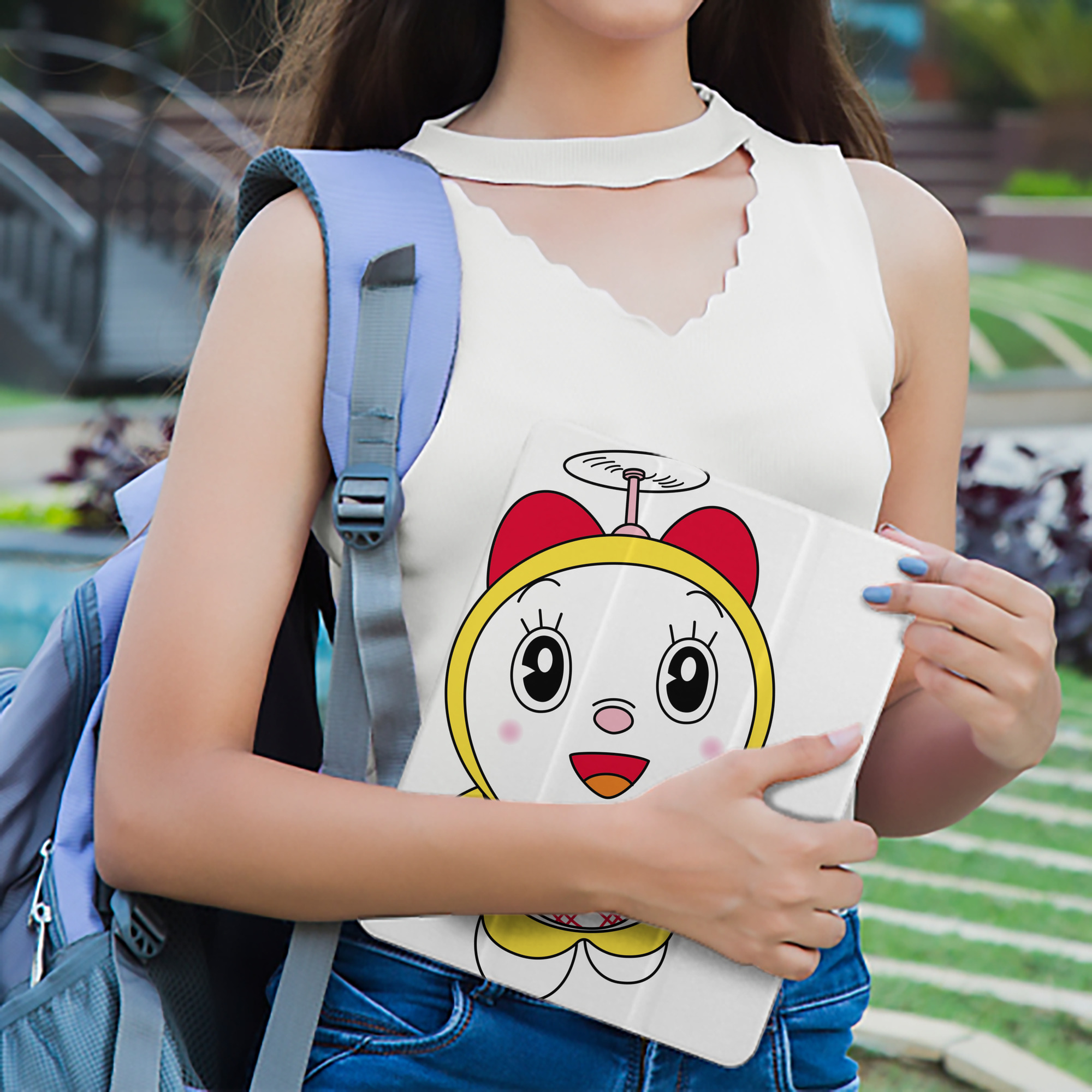 ドラえもん ドラミ Doraemon Dorami IPad ケース ペン収納付き 三つ折りスタンド PUレザー×シリコン 対応機種9.5/10.5/10.9インチ