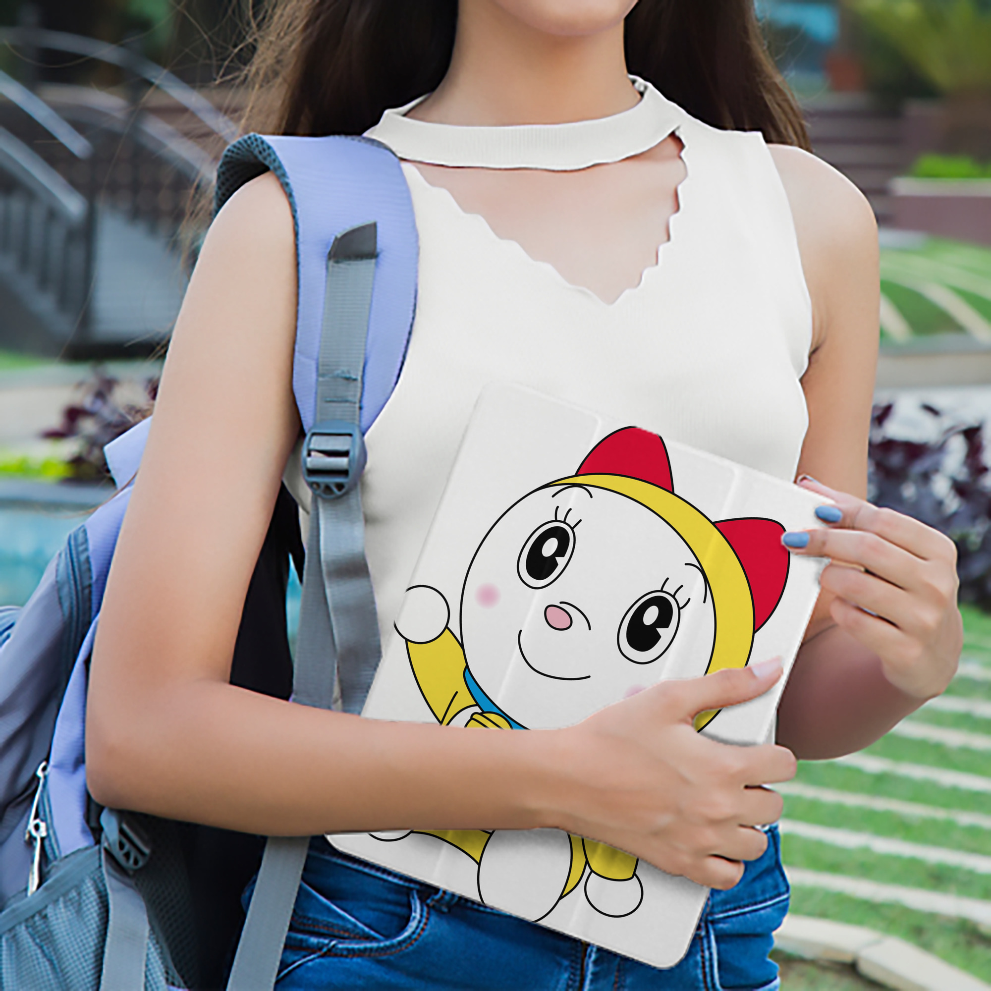 ドラえもん ドラミ Doraemon Dorami IPad ケース ペン収納付き 三つ折りスタンド PUレザー×シリコン 対応機種9.5/10.5/10.9インチ
