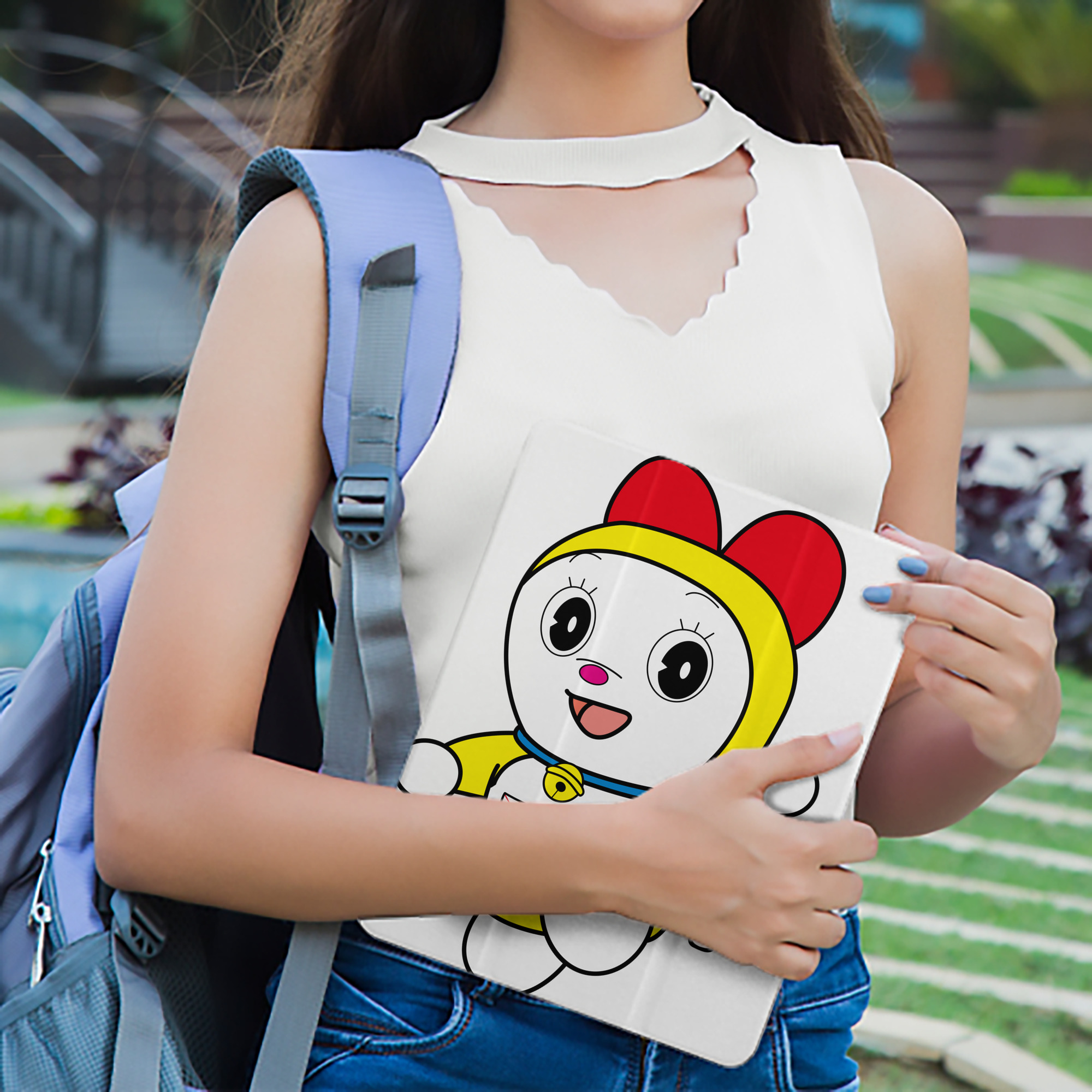 ドラえもん ドラミ Doraemon Dorami IPad ケース ペン収納付き 三つ折りスタンド PUレザー×シリコン 対応機種9.5/10.5/10.9インチ